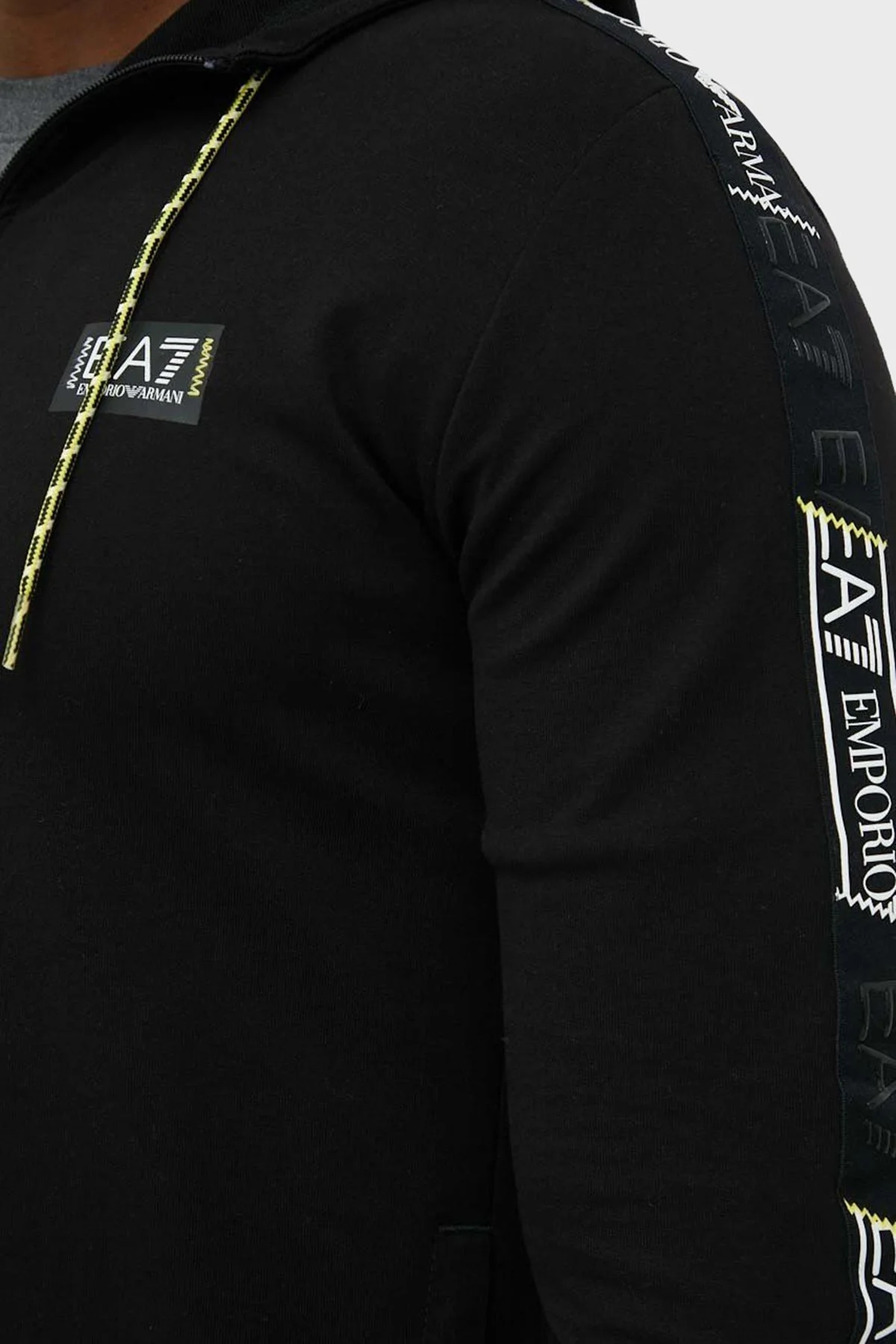 EA7 Pamuklu Regular Fit Fermuarlı Kapüşonlu Erkek Sweat 3RPM09 PJ05Z 1200 SİYAH - 5