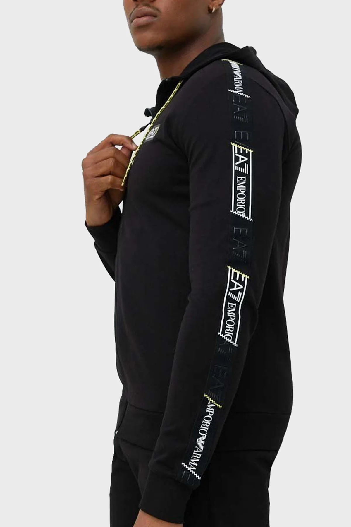 EA7 Pamuklu Regular Fit Fermuarlı Kapüşonlu Erkek Sweat 3RPM09 PJ05Z 1200 SİYAH - 6