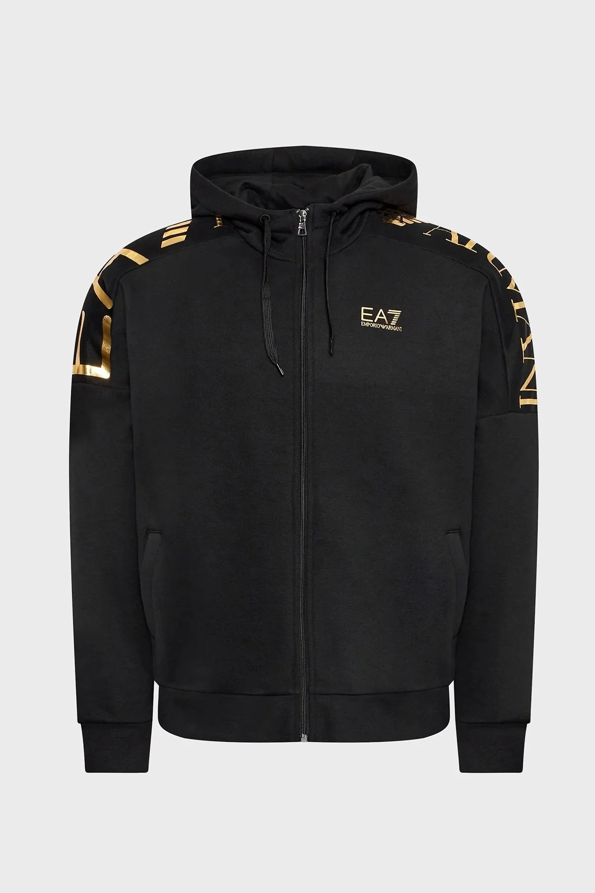 EA7 Pamuklu Regular Fit Fermuarlı Kapüşonlu Erkek Sweat 6LPM56 PJHLZ 1200 SİYAH - 5