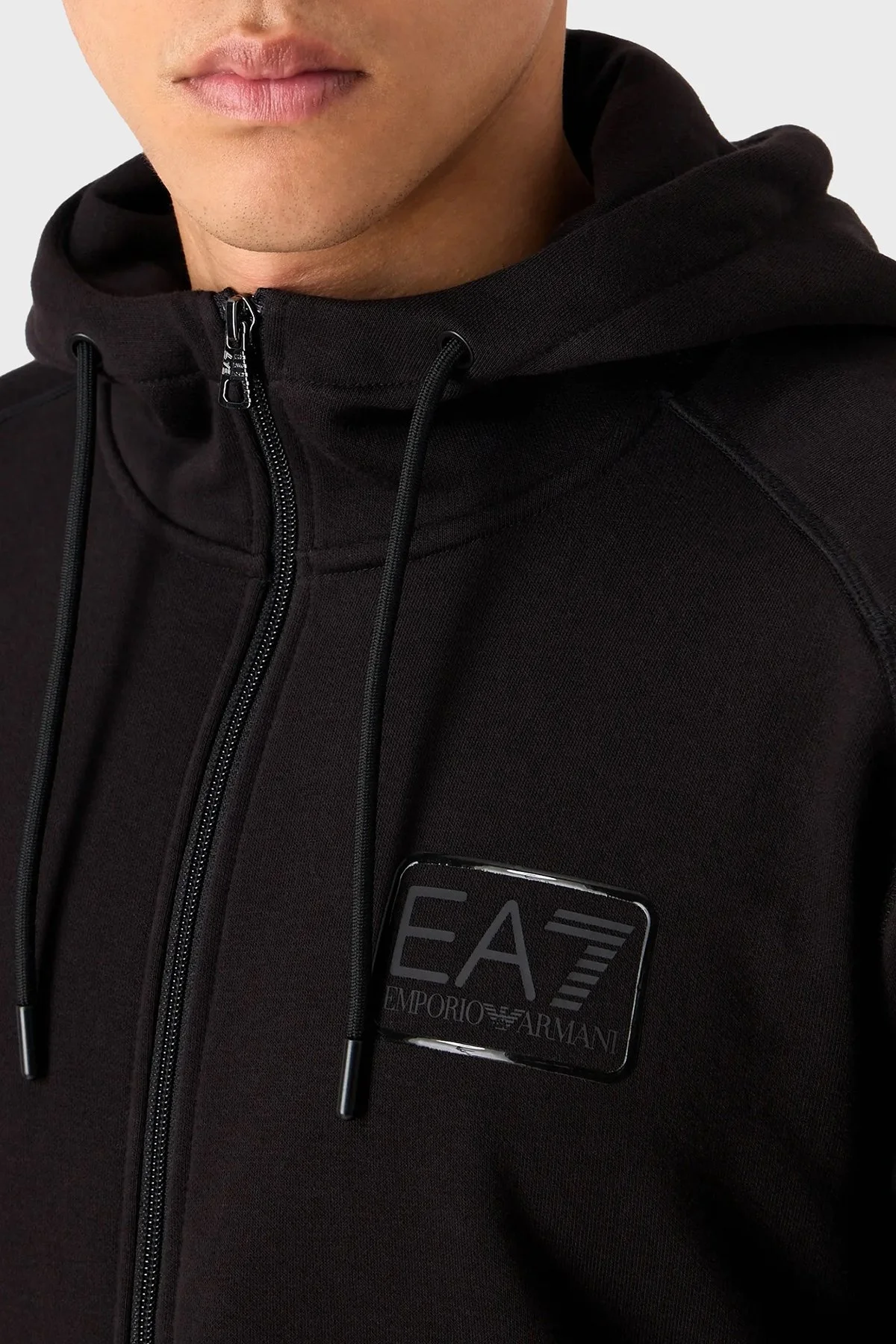 EA7 Pamuklu Regular Fit Kapüşonlu Erkek Eşofman Takımı 6RPV68 PJ07Z 1200 SİYAH - 3