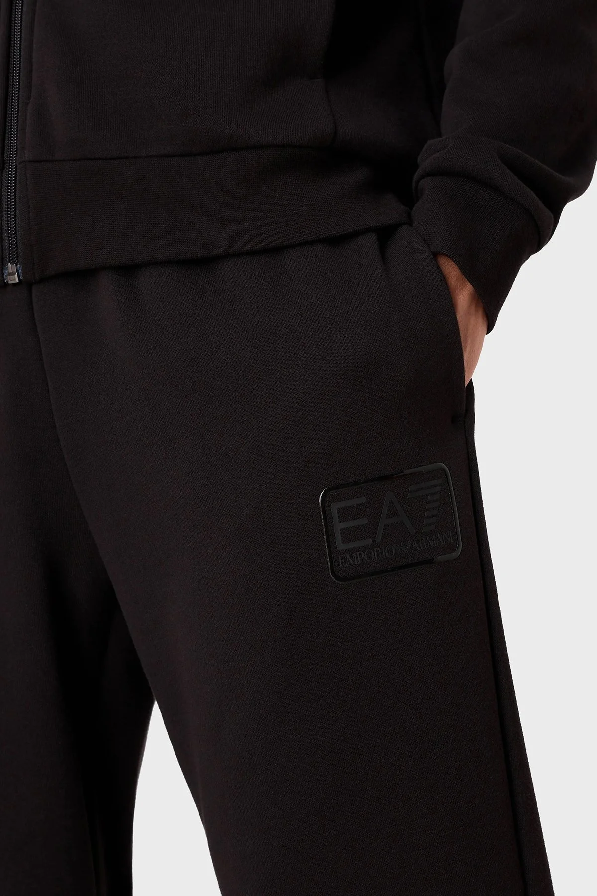 EA7 Pamuklu Regular Fit Kapüşonlu Erkek Eşofman Takımı 6RPV68 PJ07Z 1200 SİYAH - 6