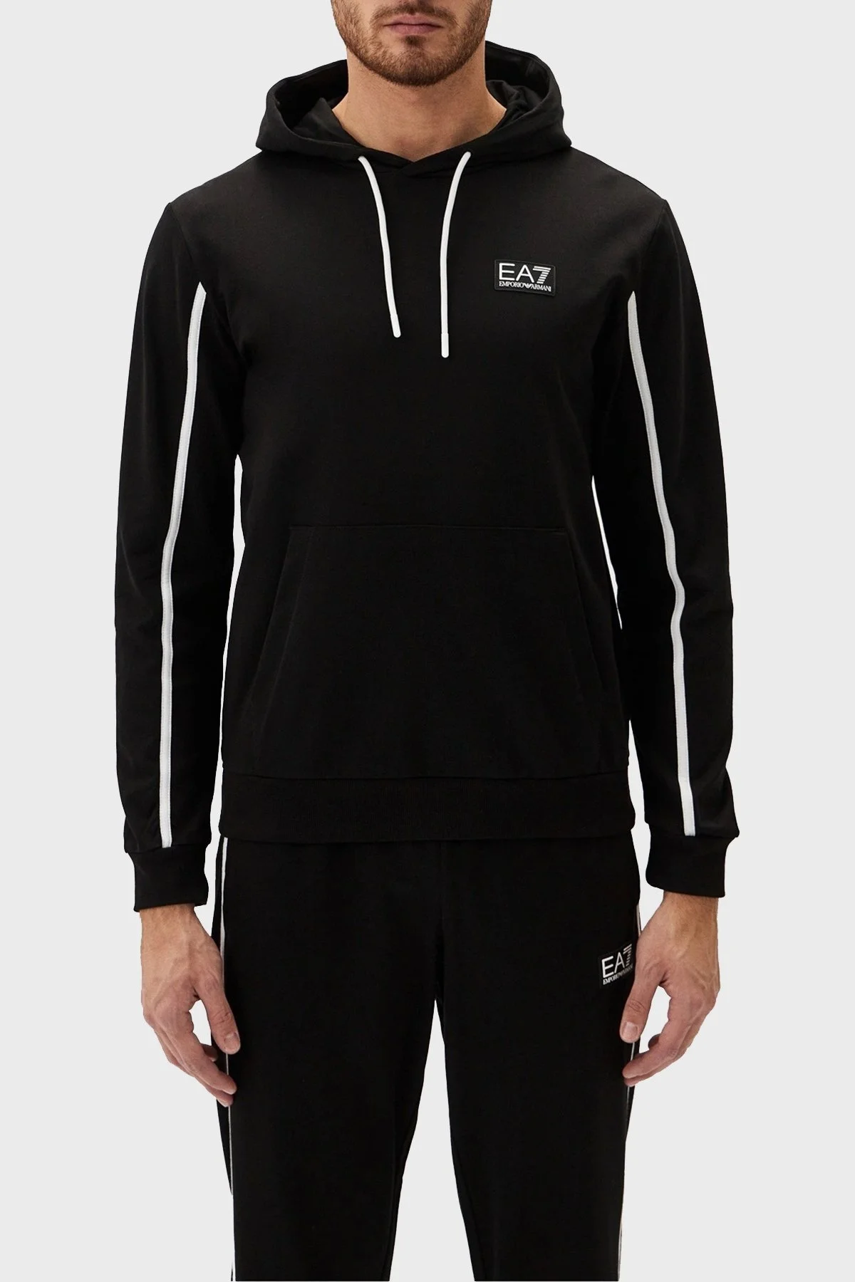 EA7 Pamuklu Regular Fit Kapüşonlu Erkek Sweat 3DPM38 PJMHZ 1200 SİYAH - 1