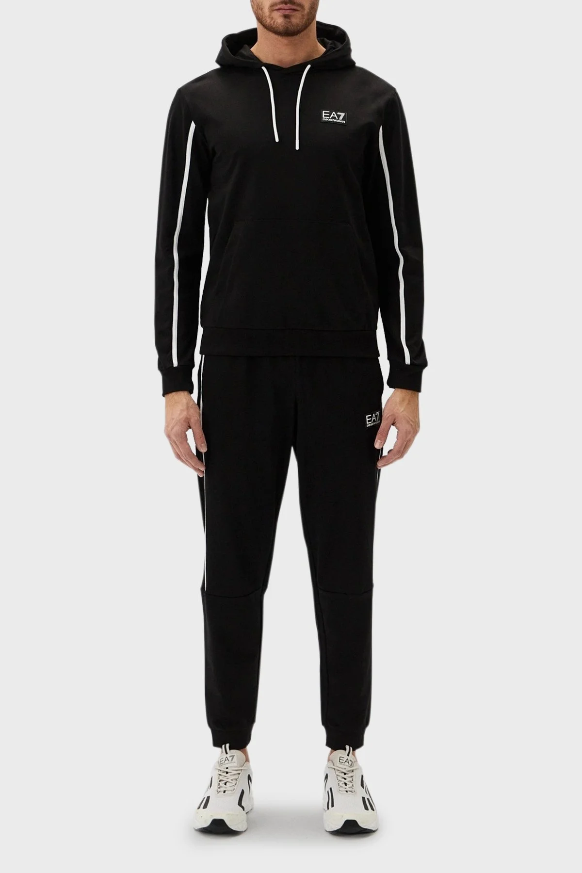 EA7 Pamuklu Regular Fit Kapüşonlu Erkek Sweat 3DPM38 PJMHZ 1200 SİYAH - 2