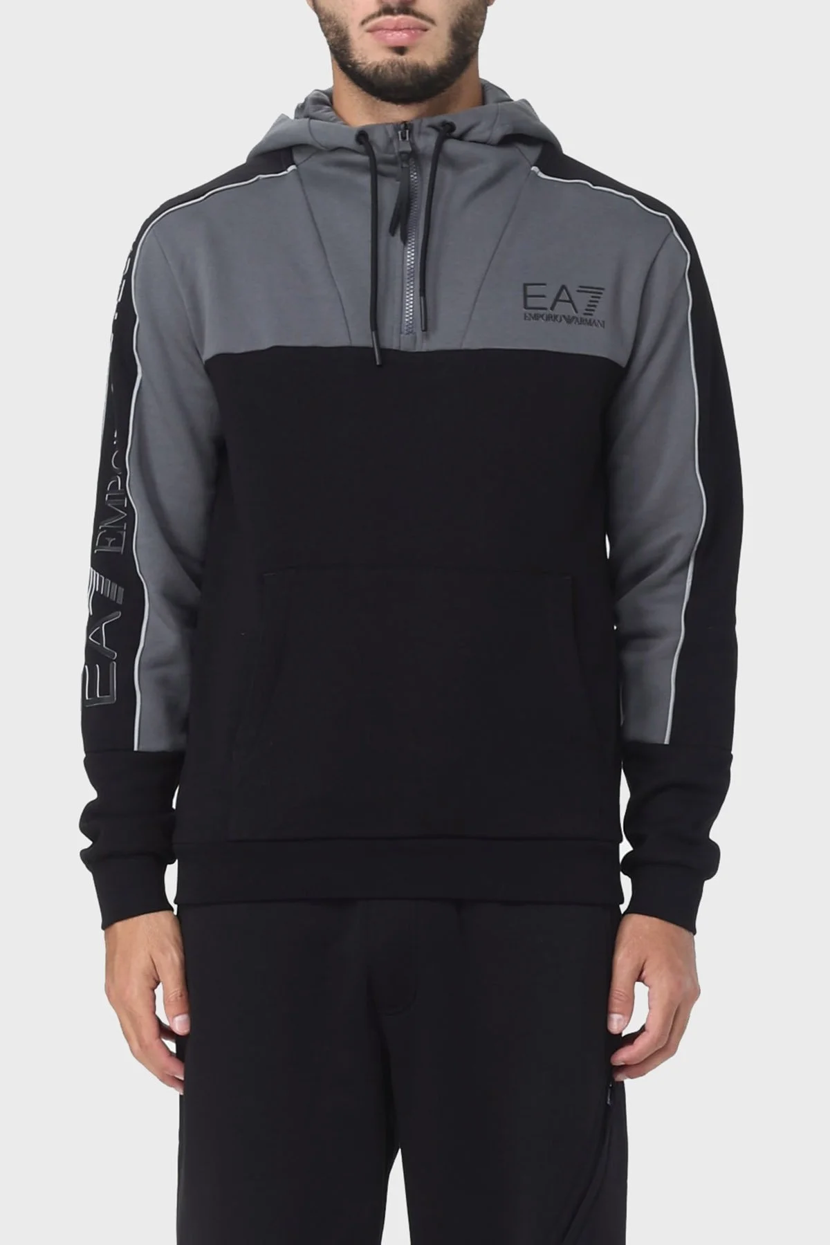 EA7 Pamuklu Regular Fit Kapüşonlu Erkek Sweat 6RPM30 PJ07Z 1200 SİYAH - 1