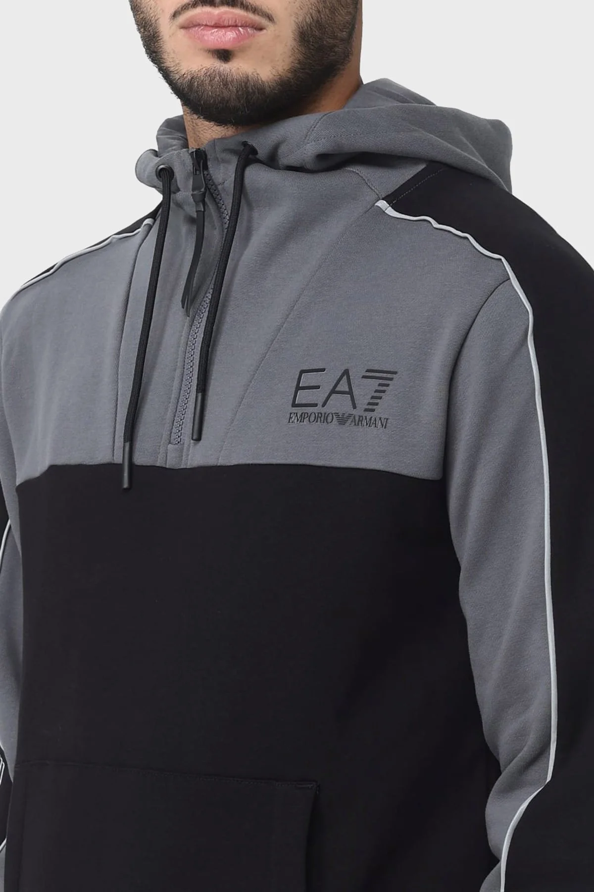 EA7 Pamuklu Regular Fit Kapüşonlu Erkek Sweat 6RPM30 PJ07Z 1200 SİYAH - 3