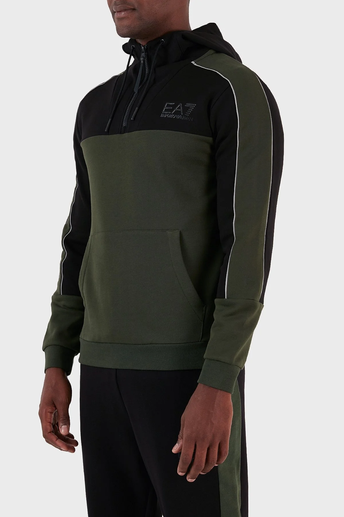 EA7 Pamuklu Regular Fit Kapüşonlu Erkek Sweat 6RPM30 PJ07Z 1845 HAKİ - 3