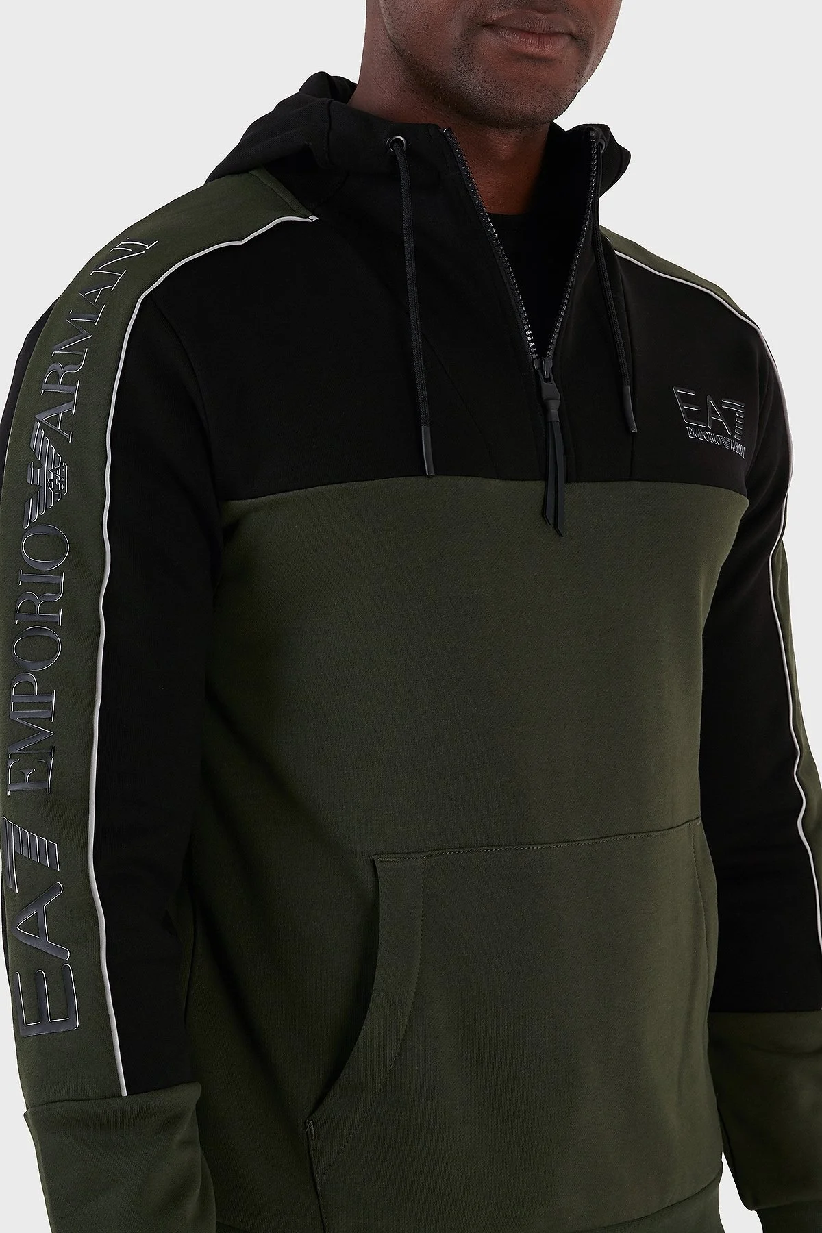 EA7 Pamuklu Regular Fit Kapüşonlu Erkek Sweat 6RPM30 PJ07Z 1845 HAKİ - 4