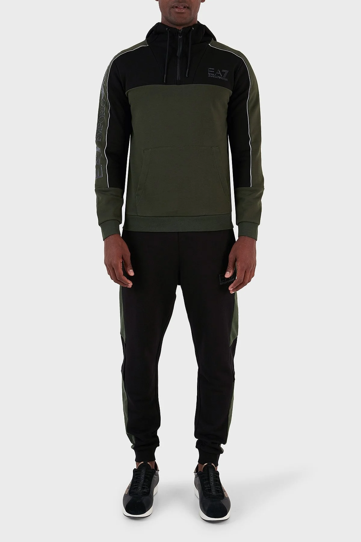 EA7 Pamuklu Regular Fit Kapüşonlu Erkek Sweat 6RPM30 PJ07Z 1845 HAKİ - 5