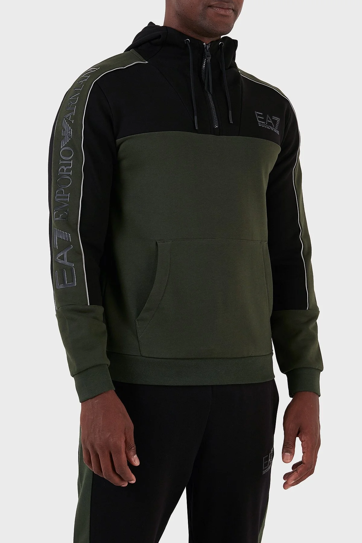 EA7 Pamuklu Regular Fit Kapüşonlu Erkek Sweat 6RPM30 PJ07Z 1845 HAKİ - 6