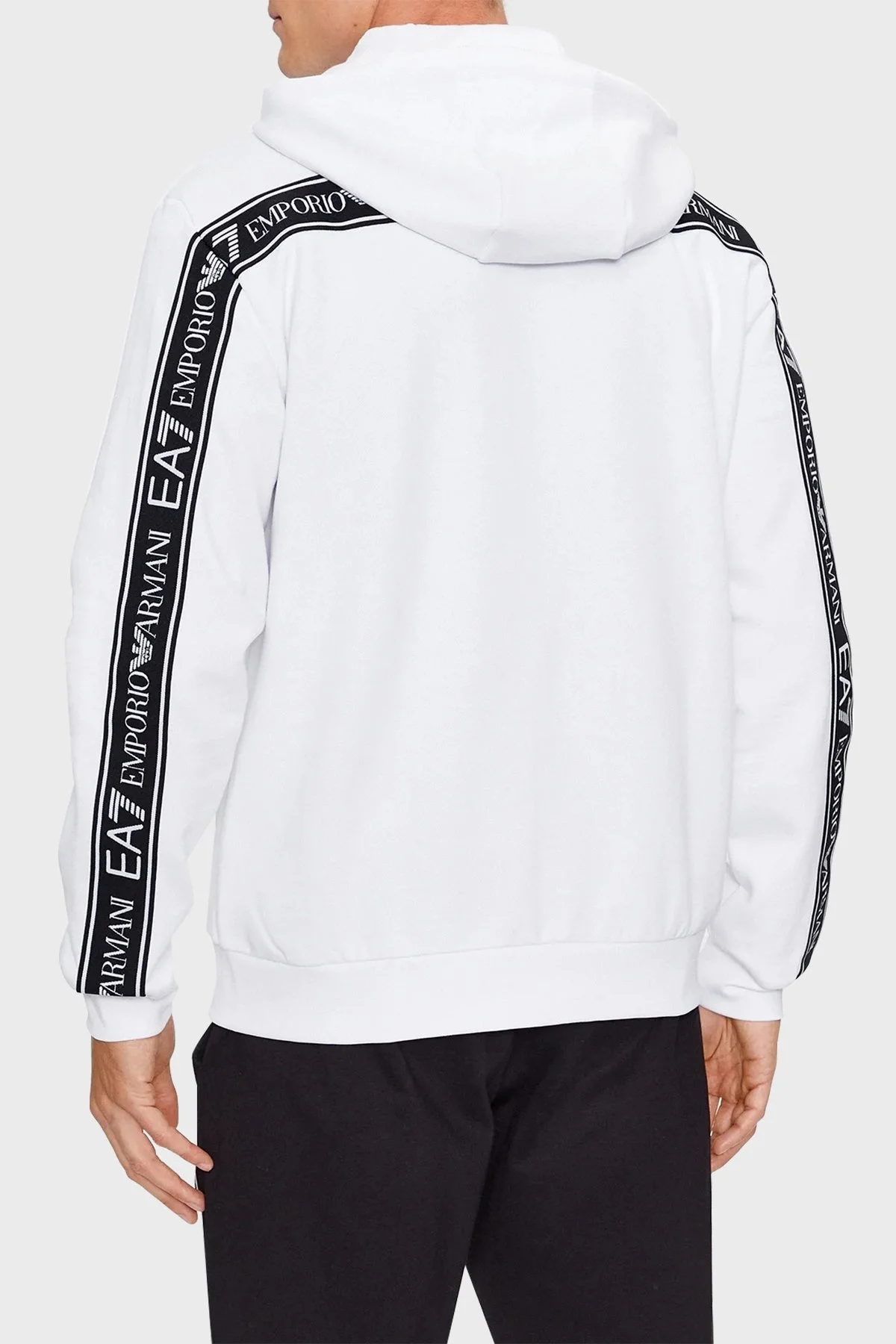 EA7 Pamuklu Regular Fit Kapüşonlu Erkek Sweat 6RPM81 PJ07Z 1100 BEYAZ - 2
