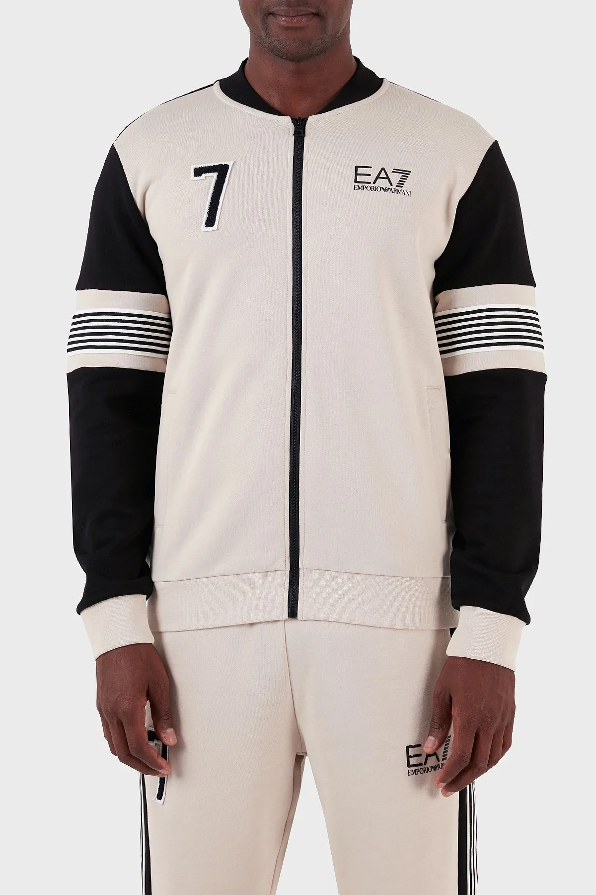 EA7 Pamuklu Regular Fit Kolej Yaka Erkek Sweat 6RPM57 PJ07Z 1716 BEJ - 1
