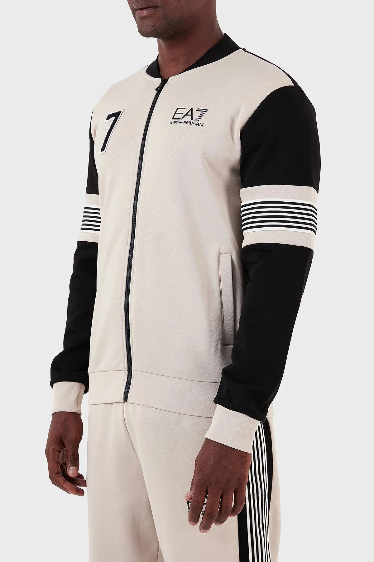 EA7 Pamuklu Regular Fit Kolej Yaka Erkek Sweat 6RPM57 PJ07Z 1716 BEJ - 3