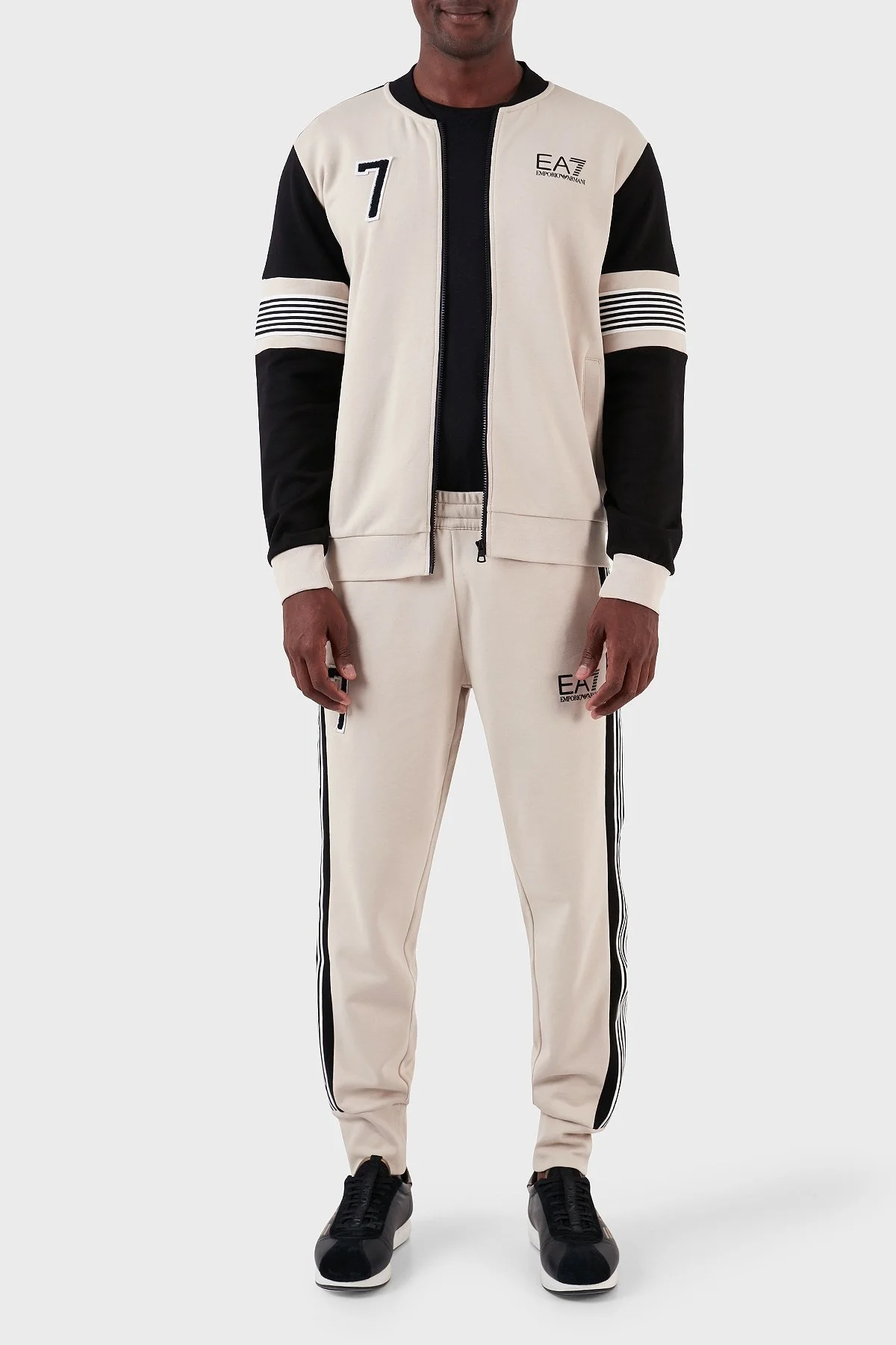 EA7 Pamuklu Regular Fit Kolej Yaka Erkek Sweat 6RPM57 PJ07Z 1716 BEJ - 4