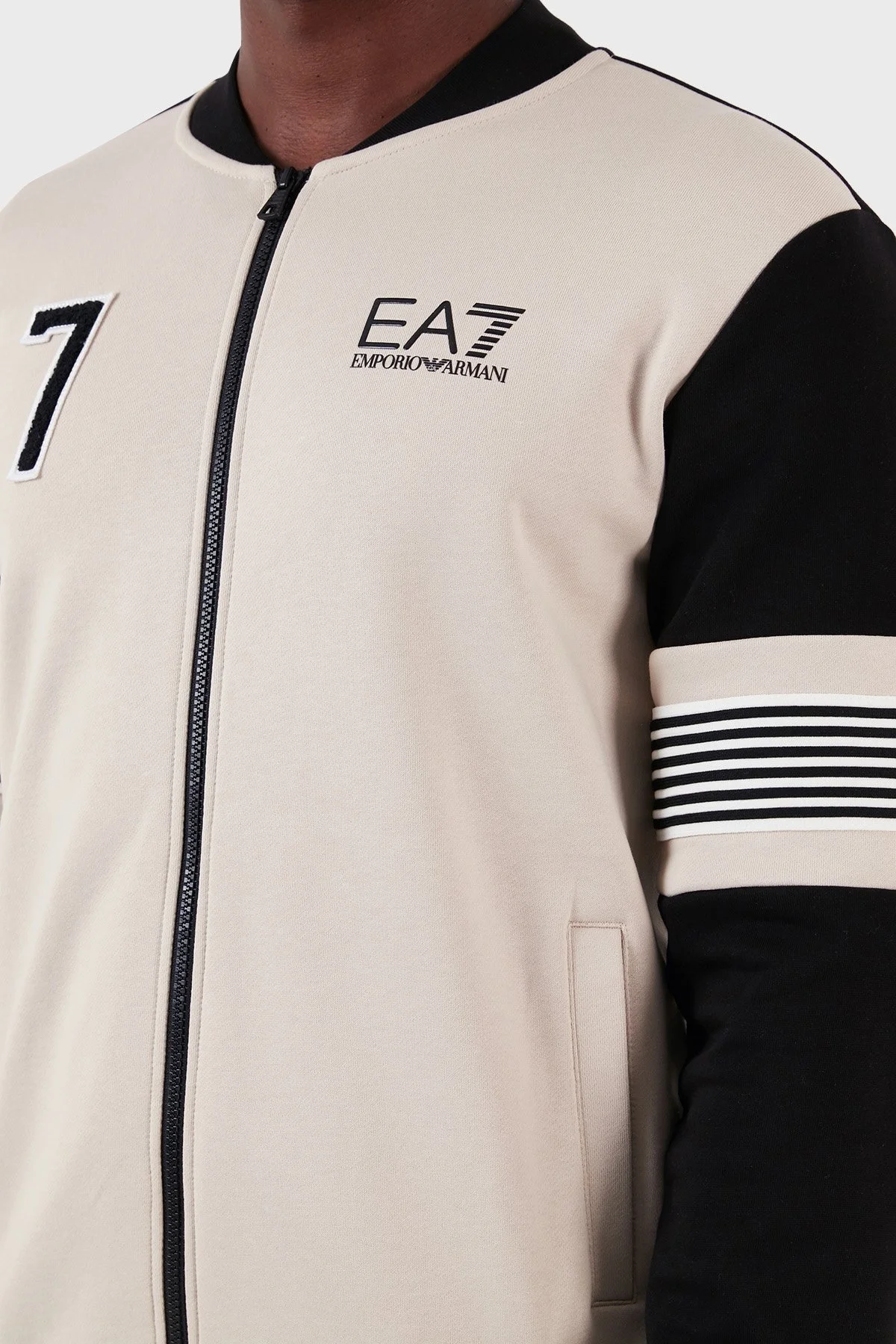EA7 Pamuklu Regular Fit Kolej Yaka Erkek Sweat 6RPM57 PJ07Z 1716 BEJ - 5