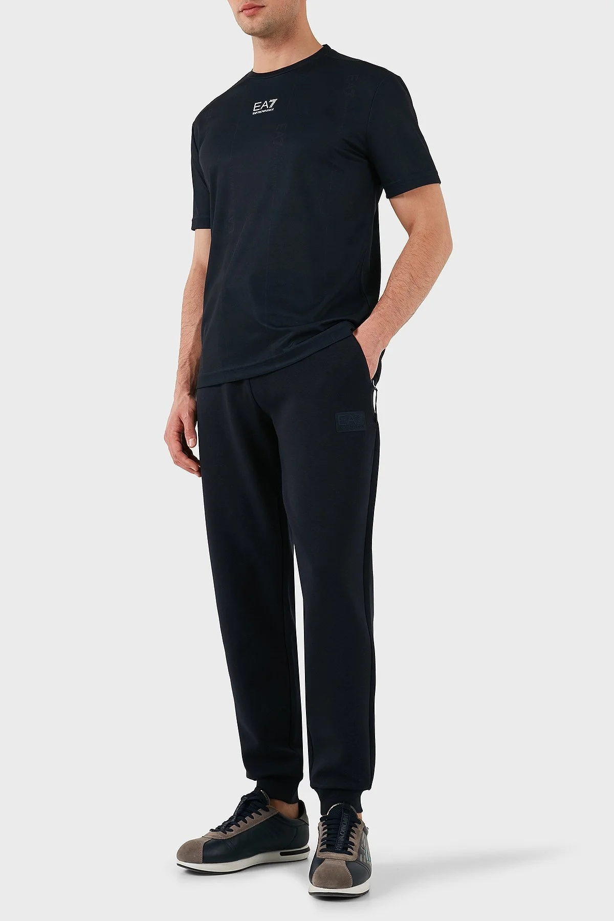 EA7 Pamuklu Regular Fit Normal Bel Ribanalı Paça Jogger Erkek Pantolon 7M000097 AF12116 UB102 LACİVERT - 3