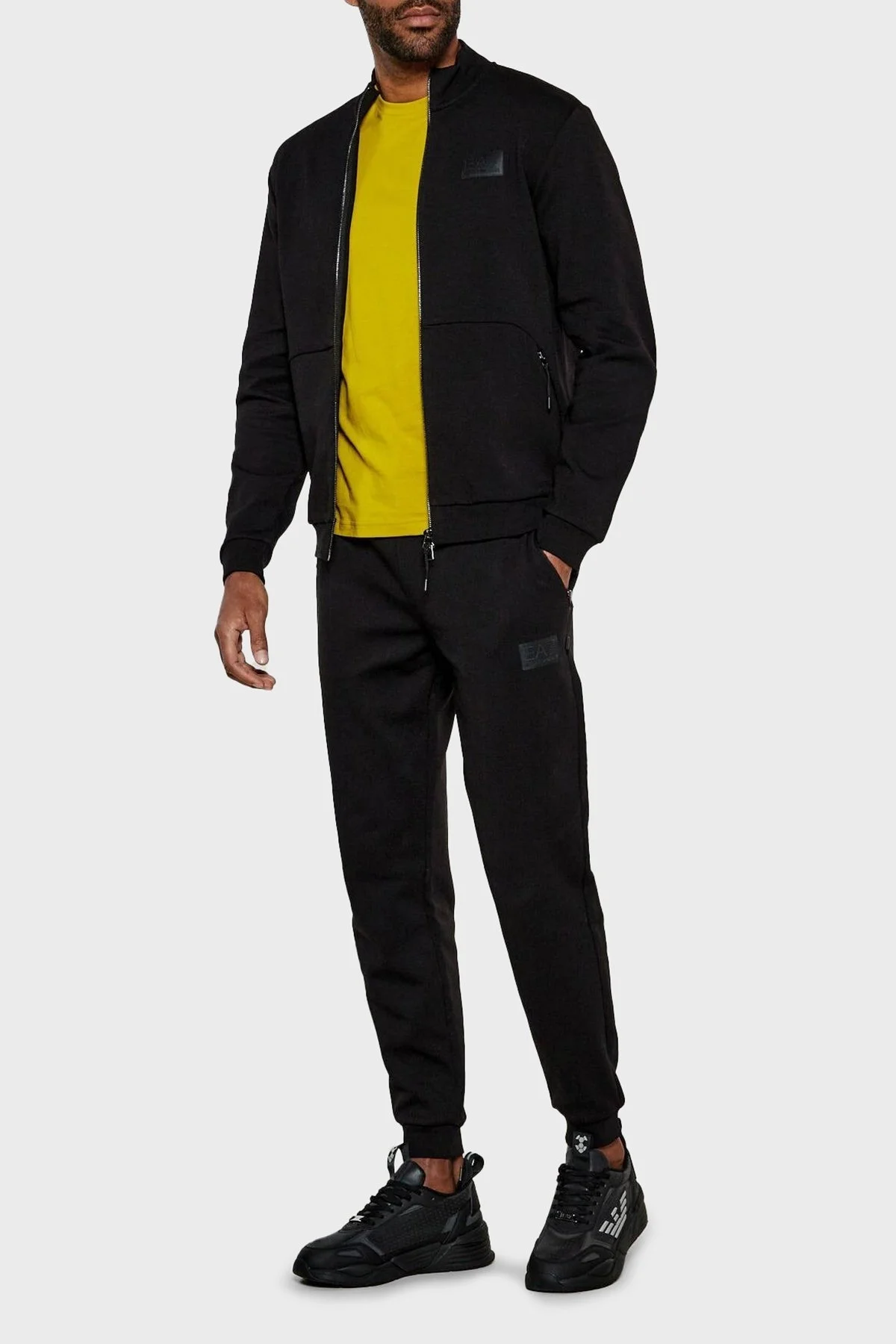 EA7 Pamuklu Regular Fit Normal Bel Ribanalı Paça Jogger Erkek Pantolon 7M000097 AF12116 UC001 SİYAH - 3