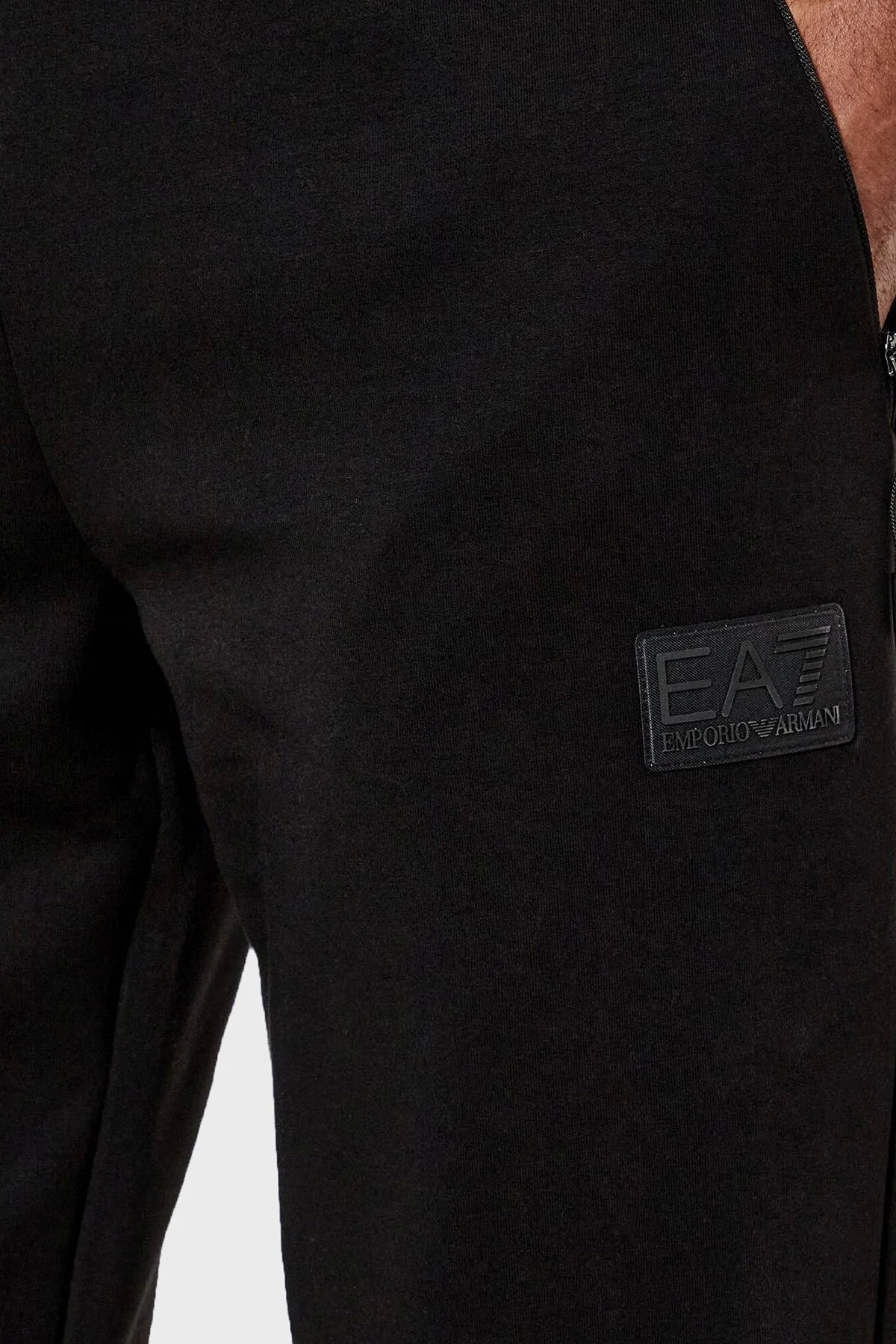 EA7 Pamuklu Regular Fit Normal Bel Ribanalı Paça Jogger Erkek Pantolon 7M000097 AF12116 UC001 SİYAH - 4