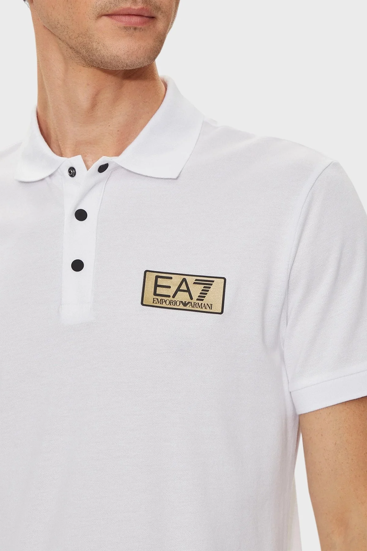 EA7 Pamuklu Regular Fit Polo Yaka Erkek T Shirt 3DPF02 PJ5AZ 1100 BEYAZ - 2