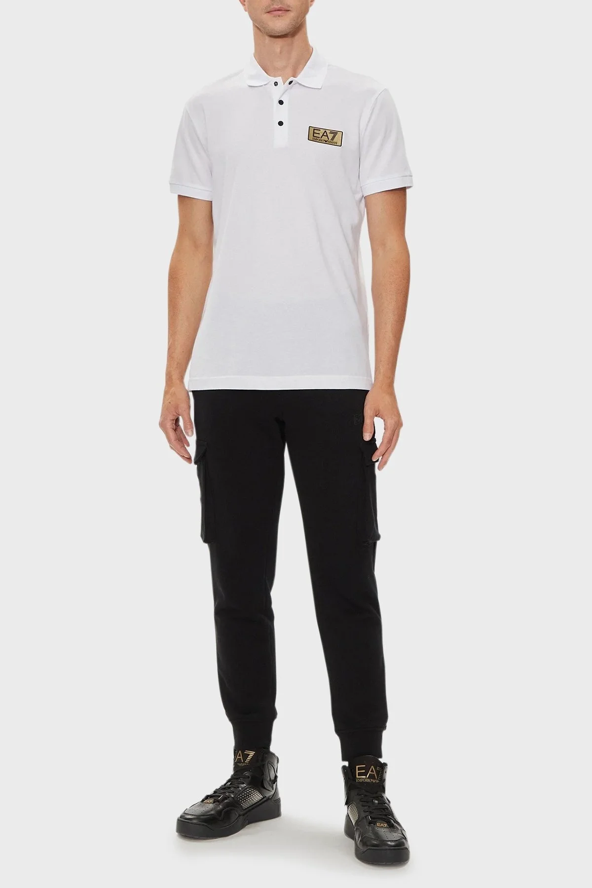 EA7 Pamuklu Regular Fit Polo Yaka Erkek T Shirt 3DPF02 PJ5AZ 1100 BEYAZ - 3