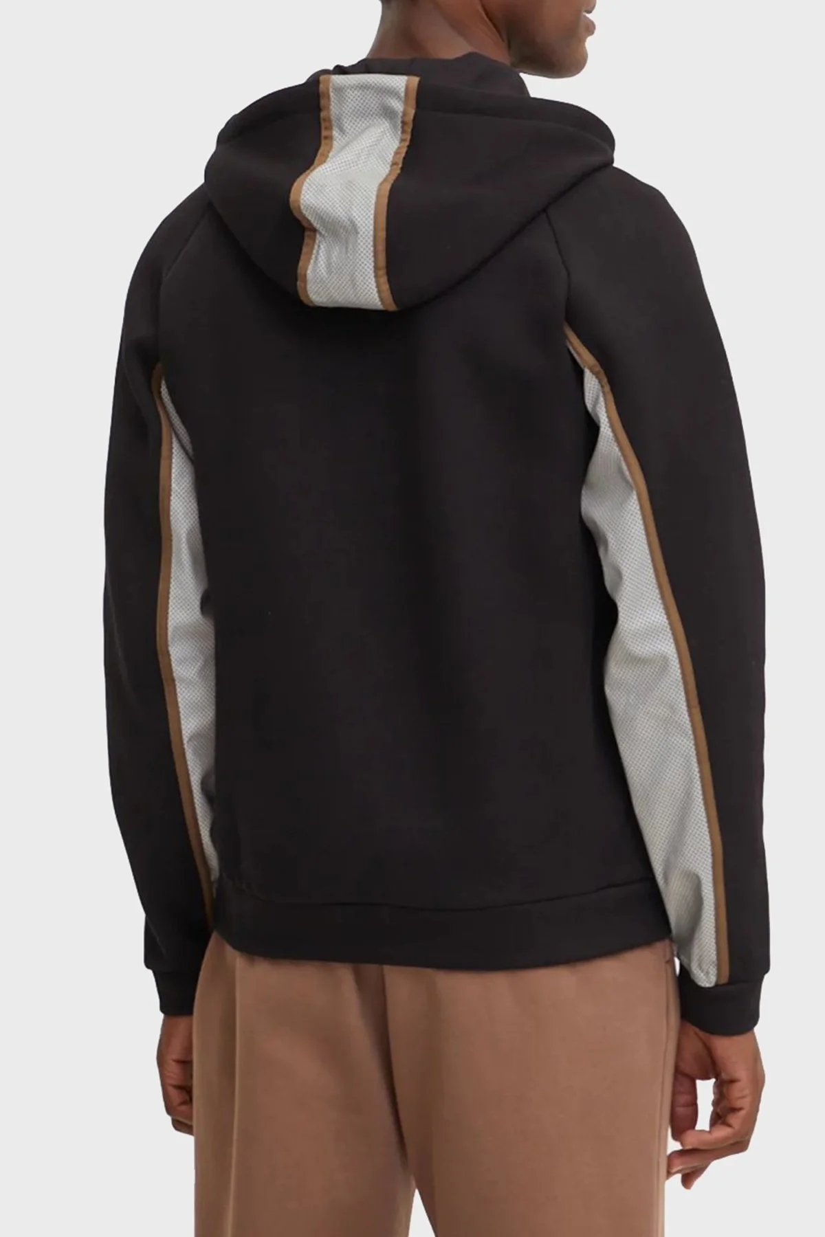 EA7 Pamuklu Regular Fit Renk Bloklu Yarım Fermuarlı Kapüşonlu Erkek Sweat 6DPM37 PJODZ 1200 SİYAH - 3