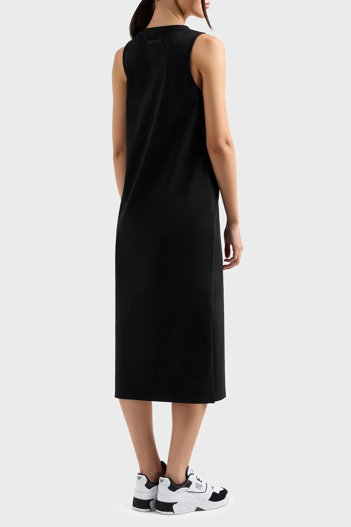 EA7 Pamuklu Regular Fit Yırtmaç Detaylı Midi Bayan Elbise 7W000180 AF12484 UC001 SİYAH - 3