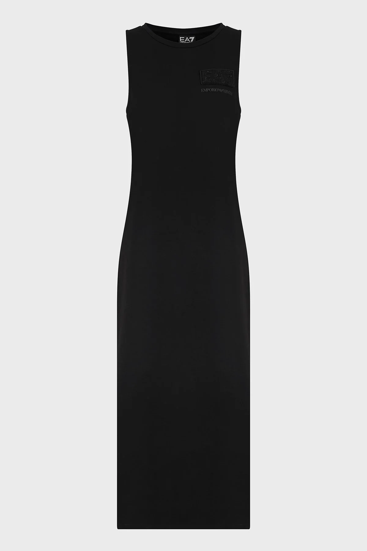 EA7 Pamuklu Regular Fit Yırtmaç Detaylı Midi Bayan Elbise 7W000180 AF12484 UC001 SİYAH - 5