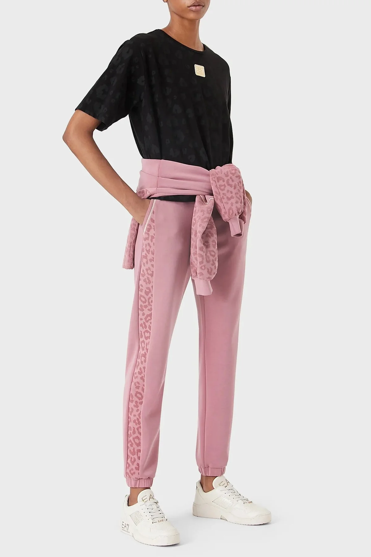 EA7 Pamuklu Relaxed Fit Bisiklet Yaka Bayan T Shirt 6LTT31 TJDZZ 1200 SİYAH - 2