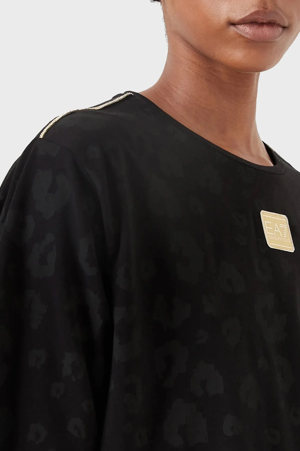 EA7 Pamuklu Relaxed Fit Bisiklet Yaka Bayan T Shirt 6LTT31 TJDZZ 1200 SİYAH - 3