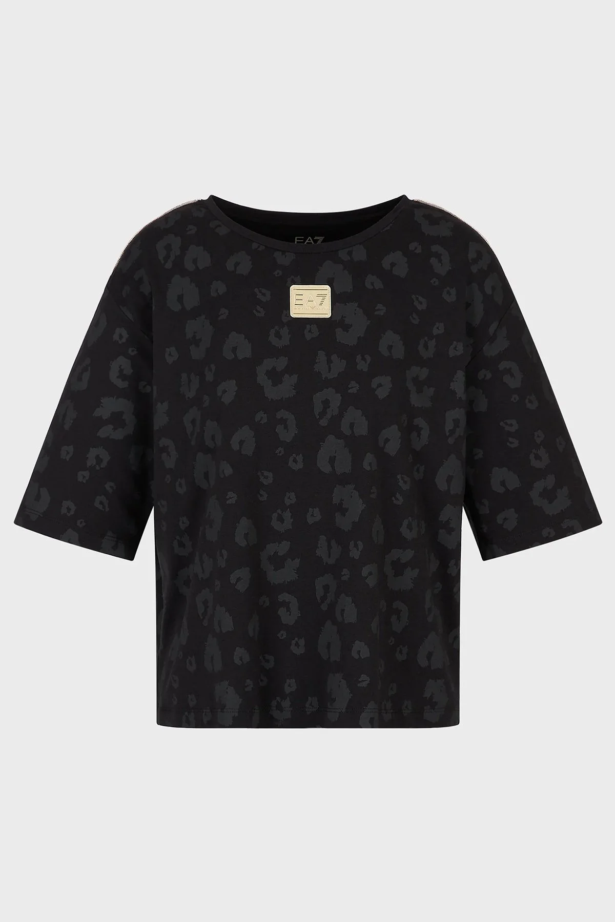 EA7 Pamuklu Relaxed Fit Bisiklet Yaka Bayan T Shirt 6LTT31 TJDZZ 1200 SİYAH - 4