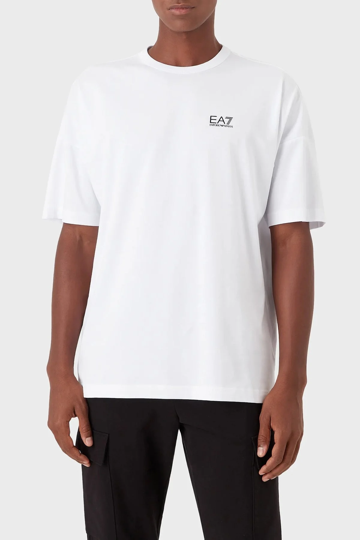 EA7 Pamuklu Relaxed Fit Bisiklet Yaka Erkek T Shirt 3RPT12 PJLBZ 0100 BEYAZ - 1