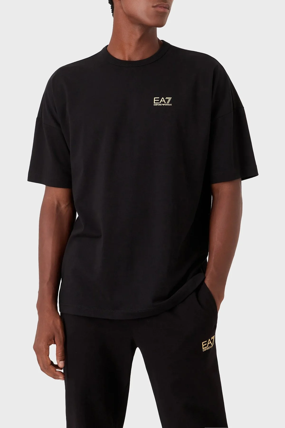 EA7 Pamuklu Relaxed Fit Bisiklet Yaka Erkek T Shirt 3RPT12 PJLBZ 0208 SİYAH - 1