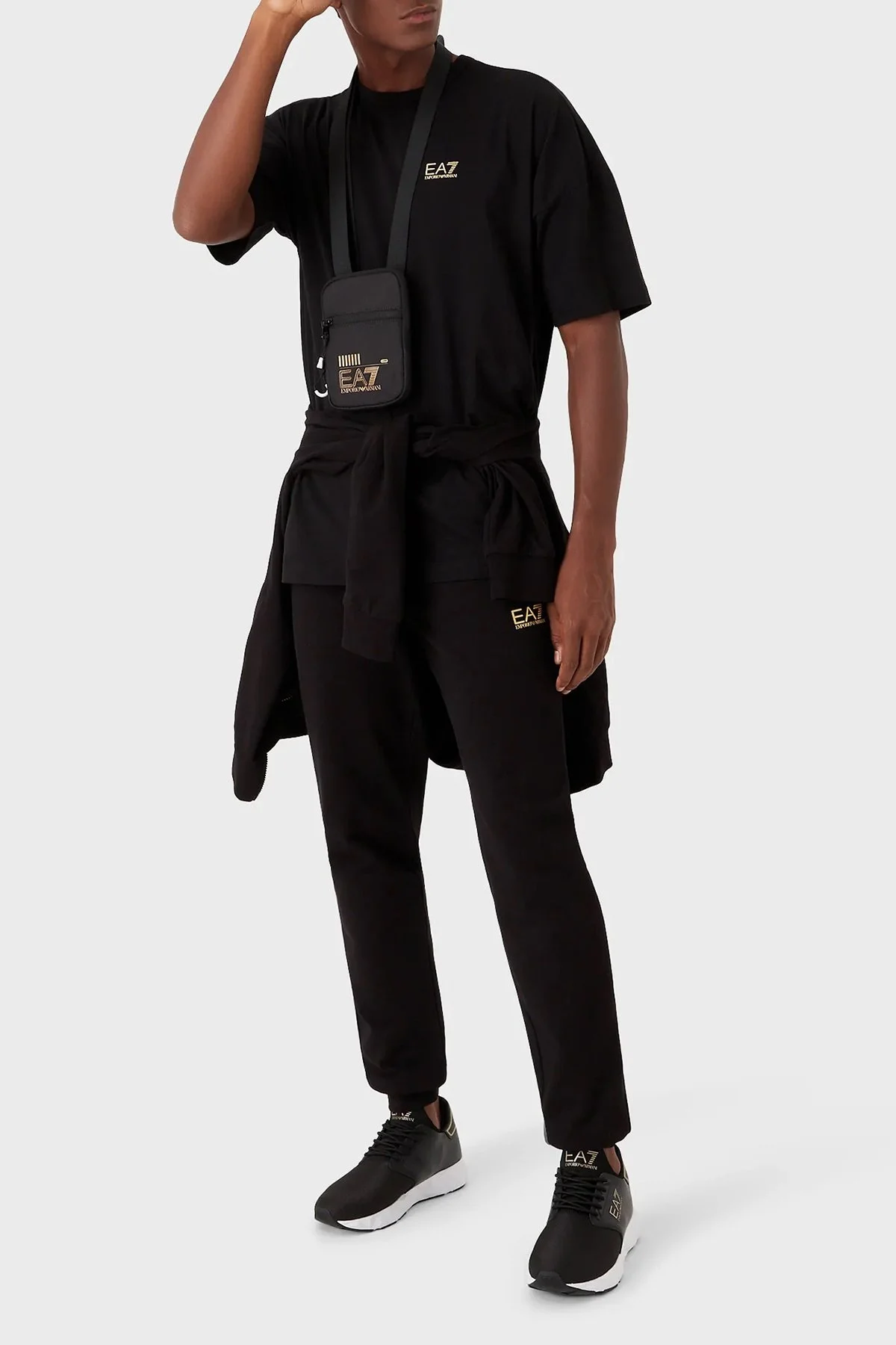 EA7 Pamuklu Relaxed Fit Bisiklet Yaka Erkek T Shirt 3RPT12 PJLBZ 0208 SİYAH - 3