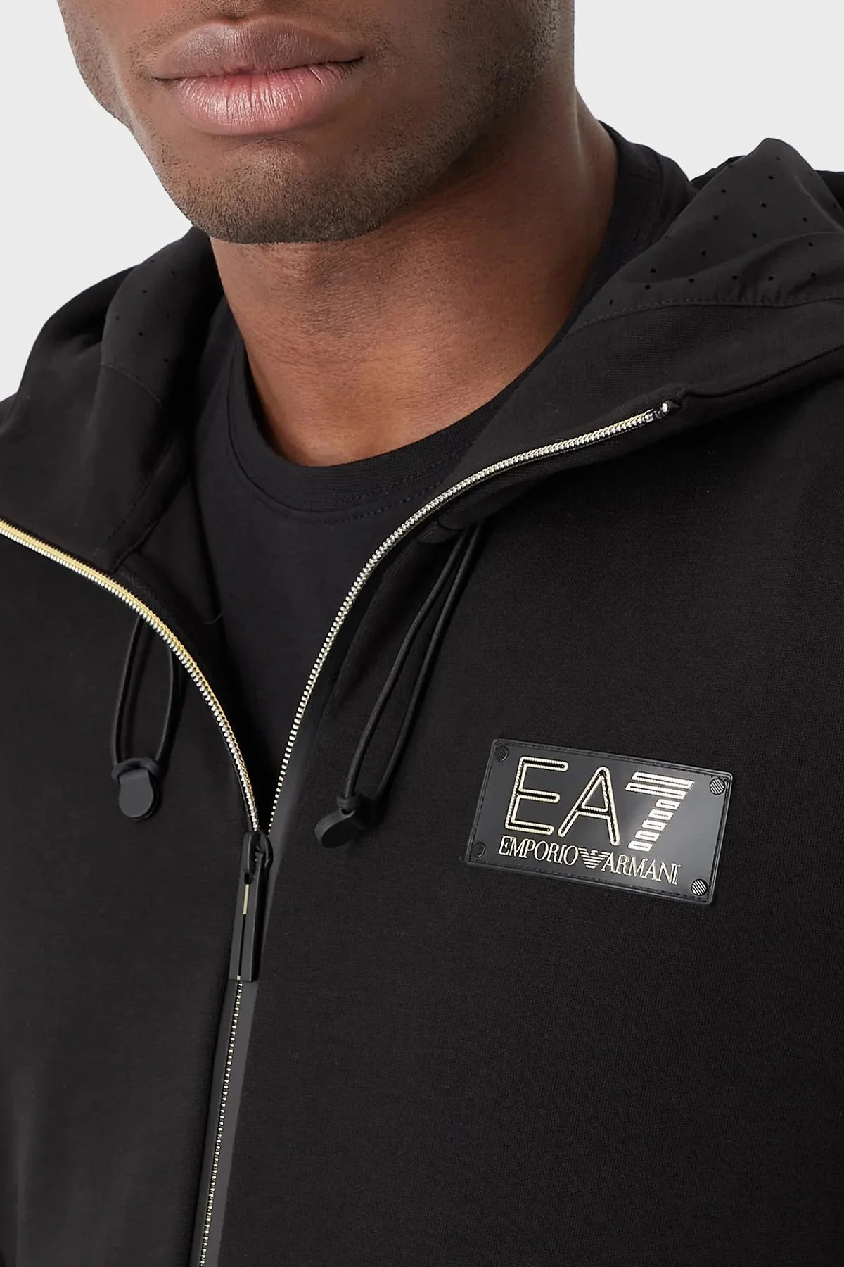 EA7 Pamuklu Relaxed Fit Fermuarlı Kapüşonlu Erkek Sweat 3RPM30 PJFAZ 1200 SİYAH - 3
