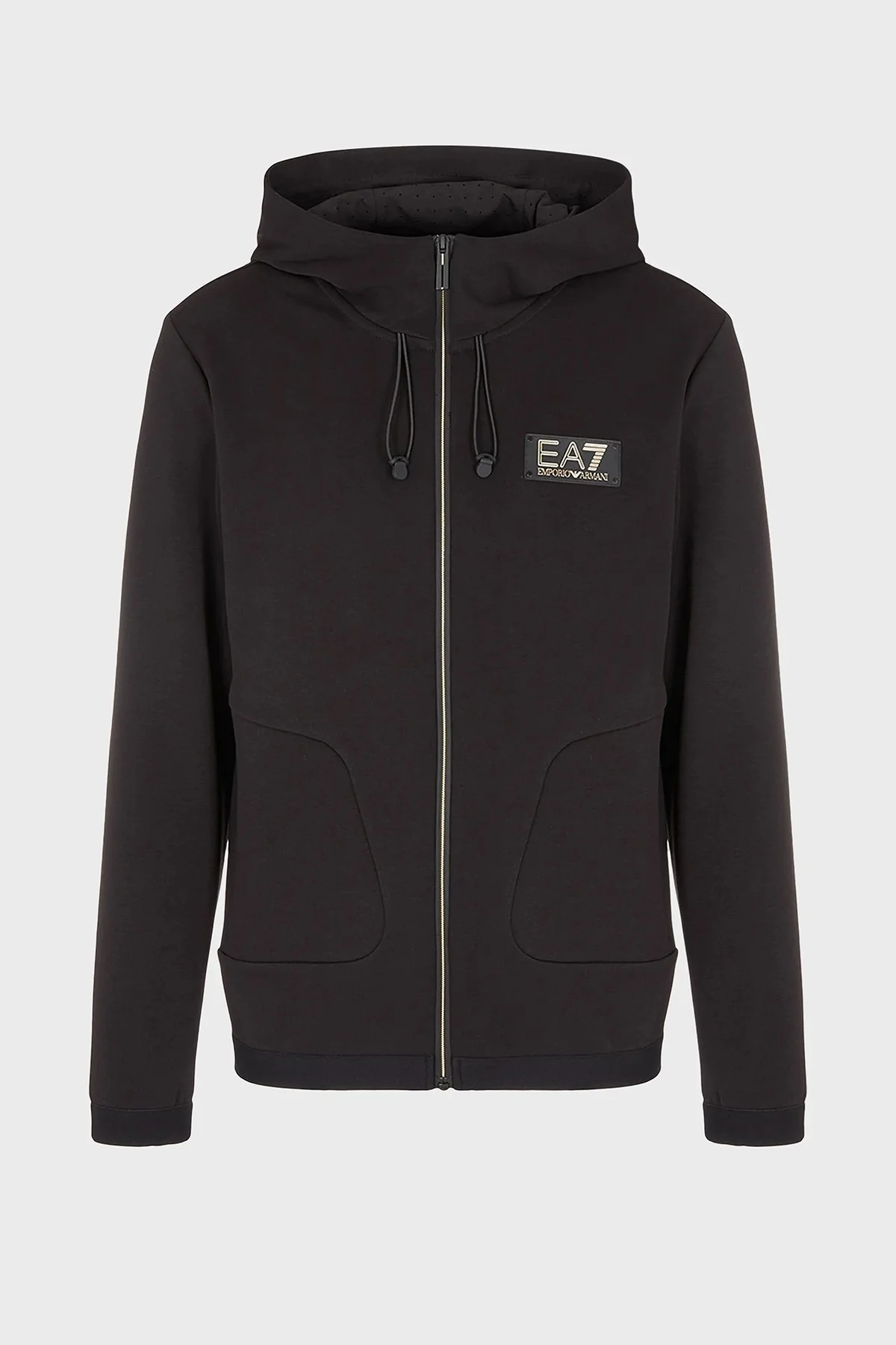EA7 Pamuklu Relaxed Fit Fermuarlı Kapüşonlu Erkek Sweat 3RPM30 PJFAZ 1200 SİYAH - 4