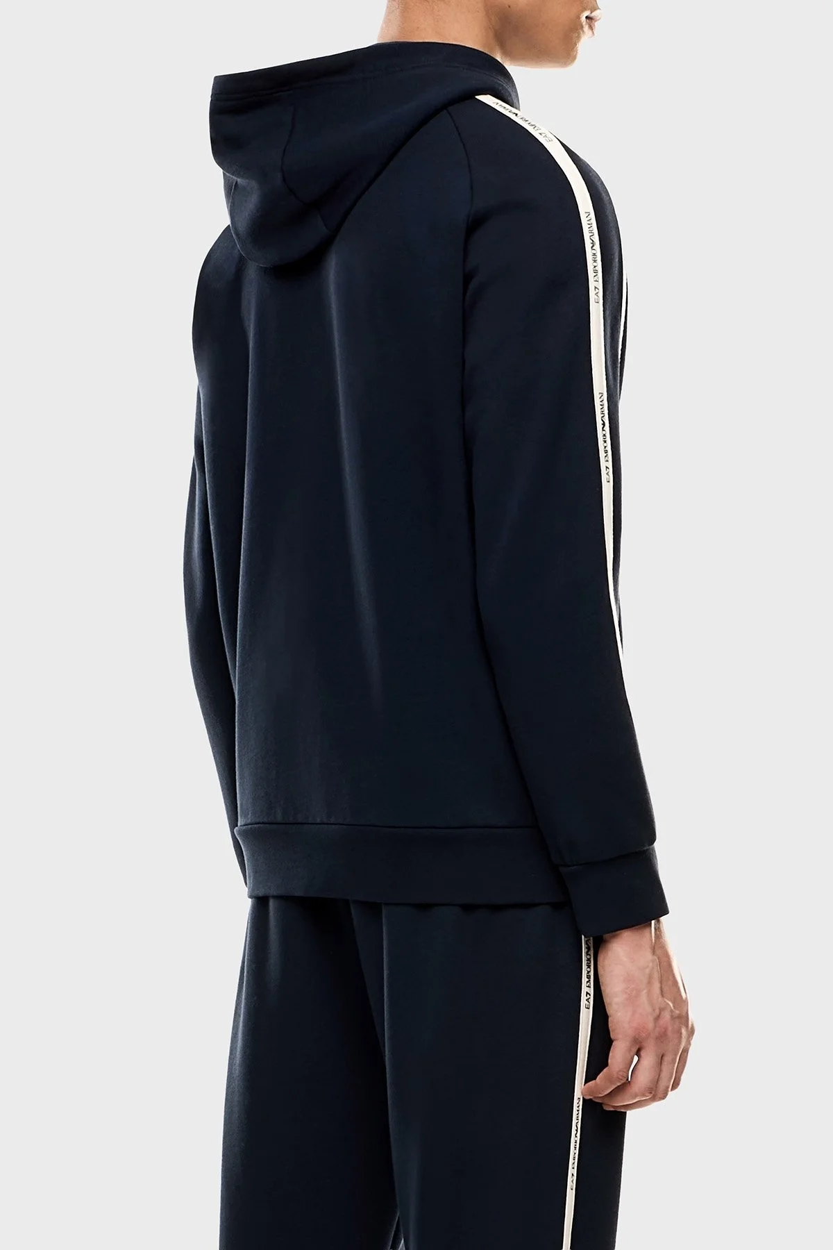 EA7 Pamuklu Şerit Detaylı Regular Fit Kapüşonlu Fermuarlı Erkek Sweat 7M000973 AF10377 UB102 LACİVERT - 3