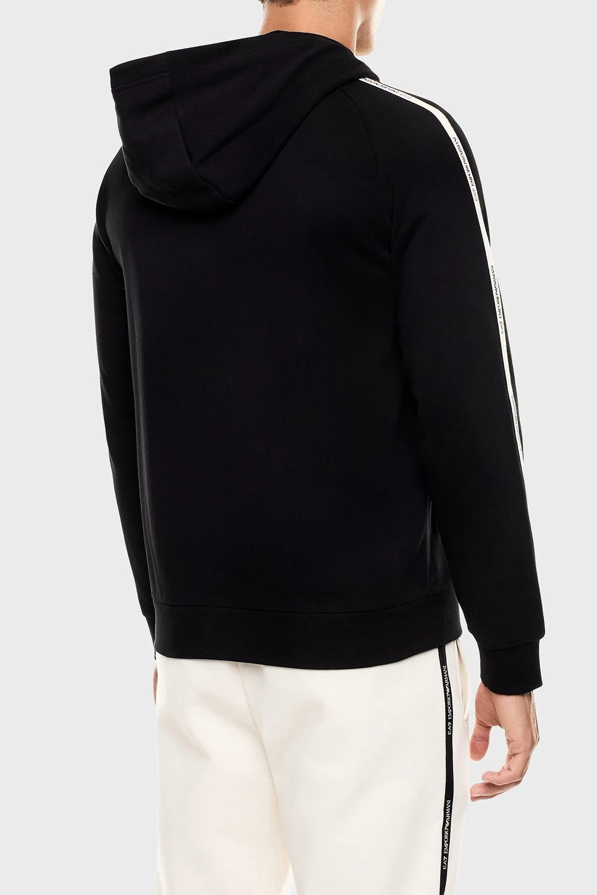 EA7 Pamuklu Şerit Detaylı Regular Fit Kapüşonlu Fermuarlı Erkek Sweat 7M000973 AF10377 UC001 SİYAH - 3