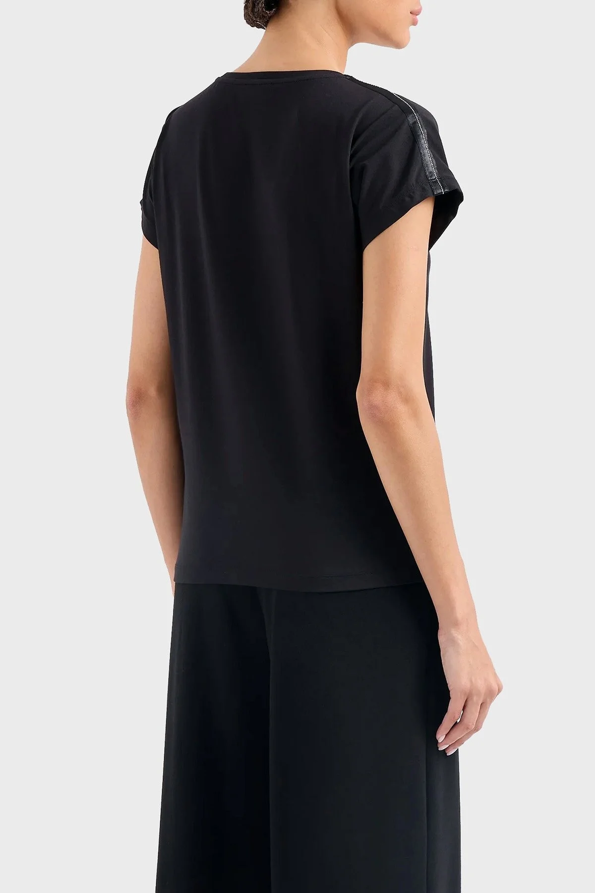 EA7 Pamuklu Slim Fit Bisiklet Yaka Bayan T Shirt 3DTT41 TJVAZ 1200 SİYAH - 2