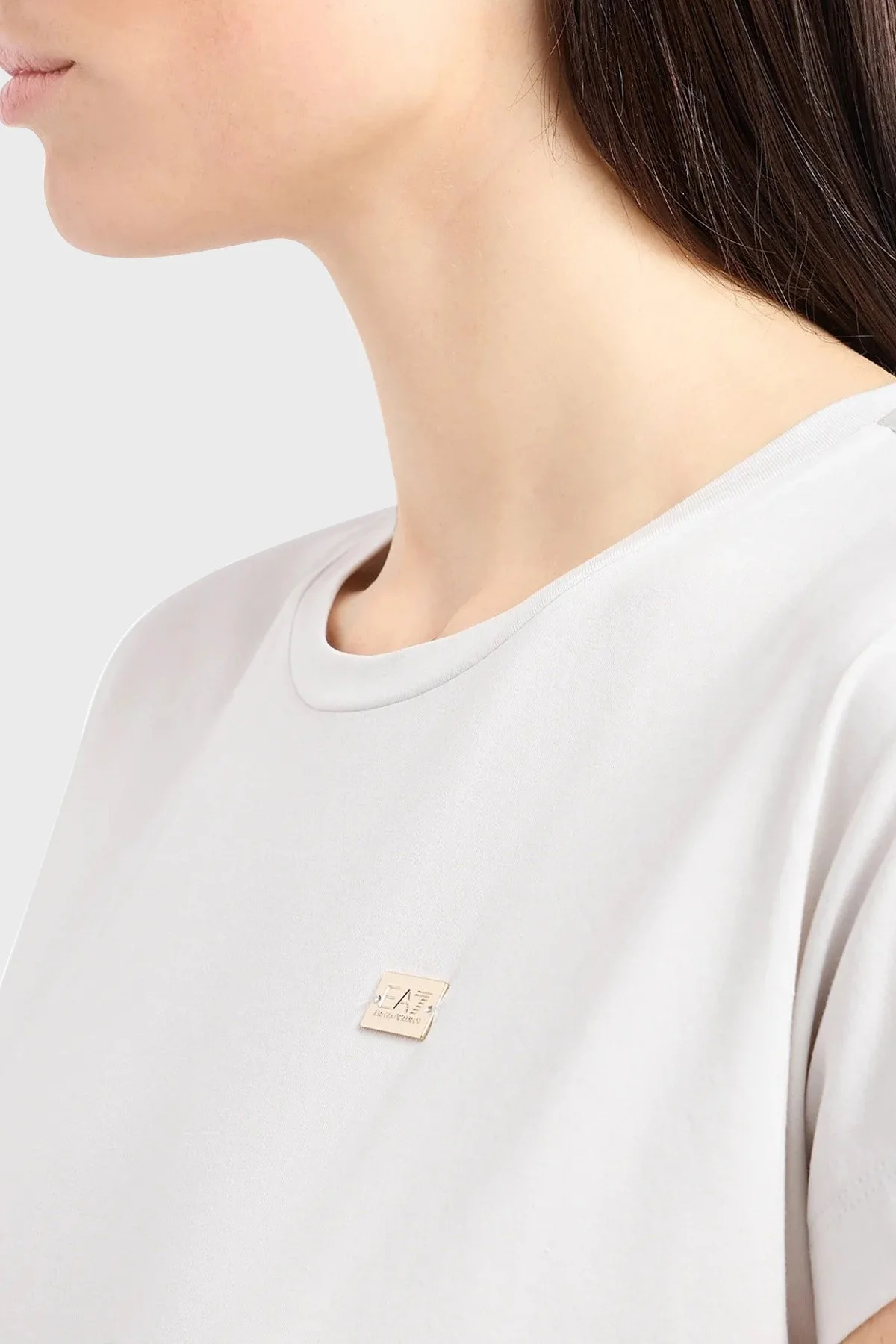 EA7 Pamuklu Slim Fit Bisiklet Yaka Bayan T Shirt 3DTT41 TJVAZ 1938 GRİ - 4