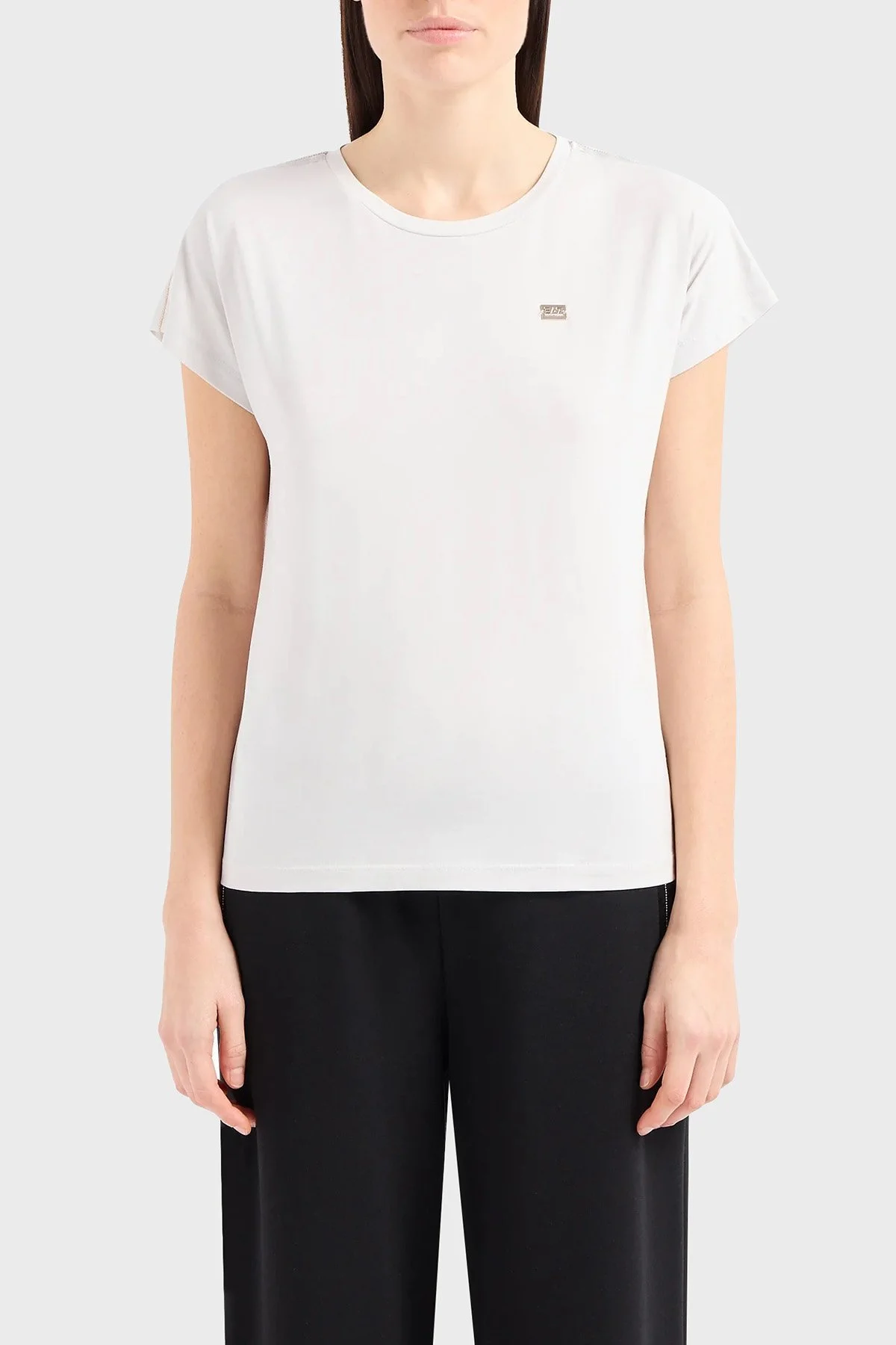 EA7 Pamuklu Slim Fit Bisiklet Yaka Kadın T Shirt 3DTT41 TJVAZ 1938 GRİ - 1