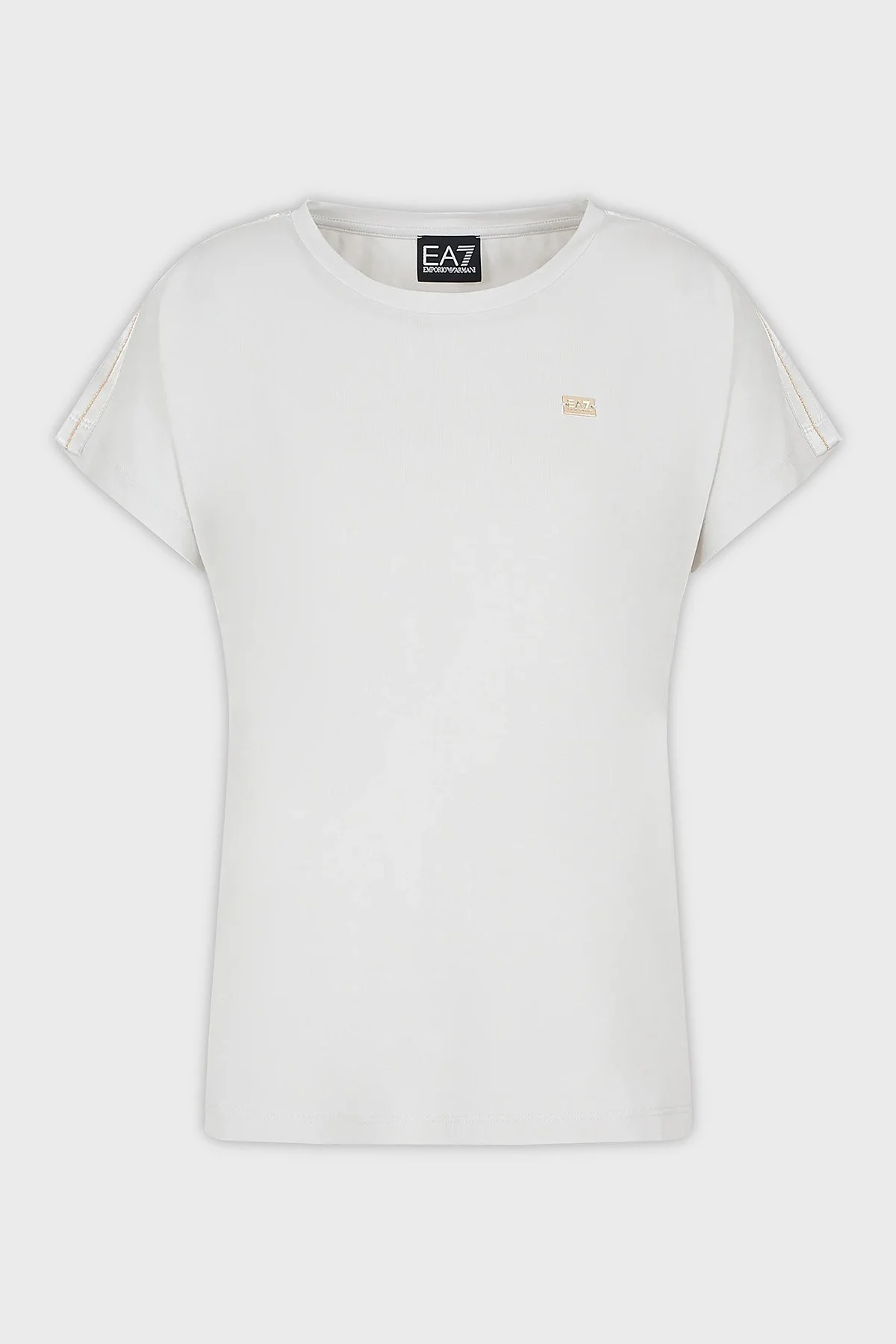 EA7 Pamuklu Slim Fit Bisiklet Yaka Kadın T Shirt 3DTT41 TJVAZ 1938 GRİ - 5