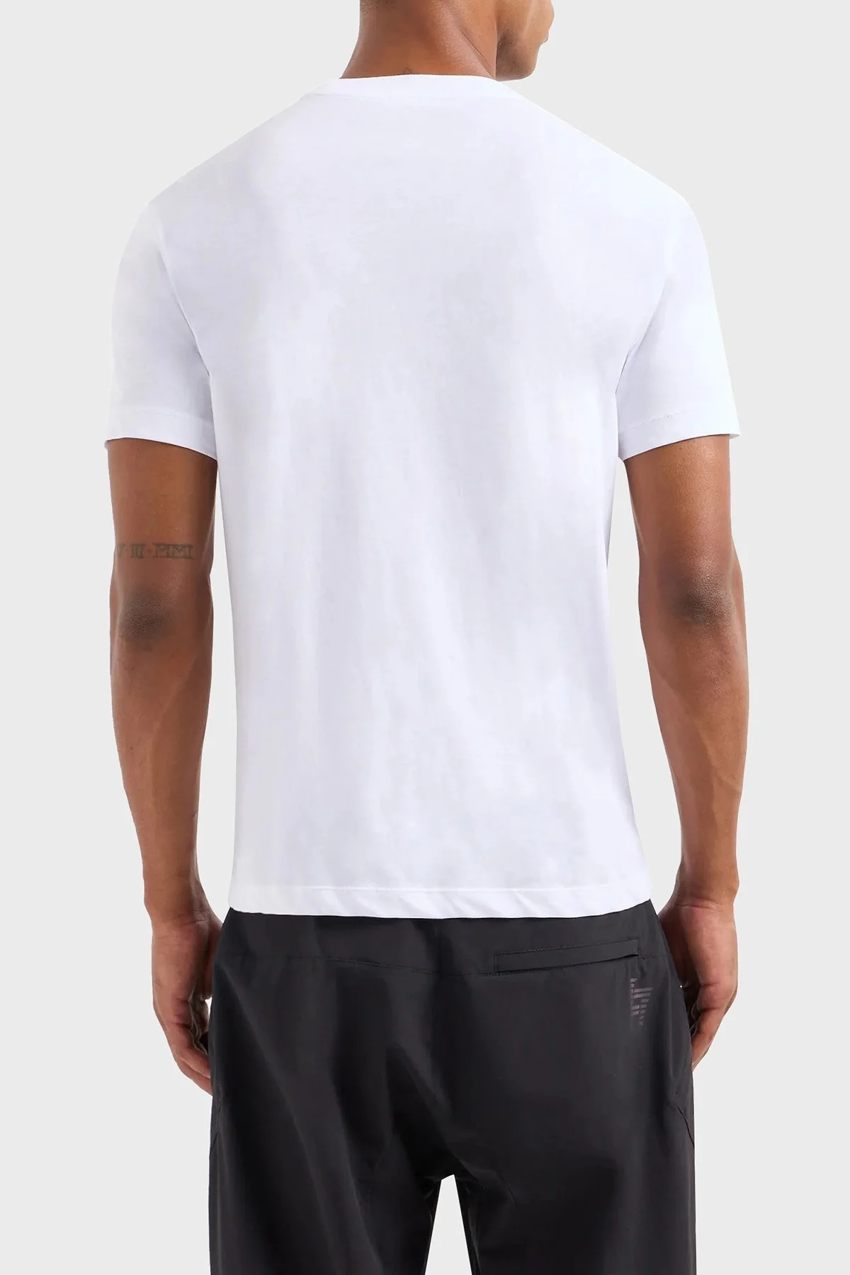 EA7 Pamuklu Slim Fit Bisiklet Yaka Erkek T Shirt 3DPT71 PJM9Z 1100 BEYAZ - 3