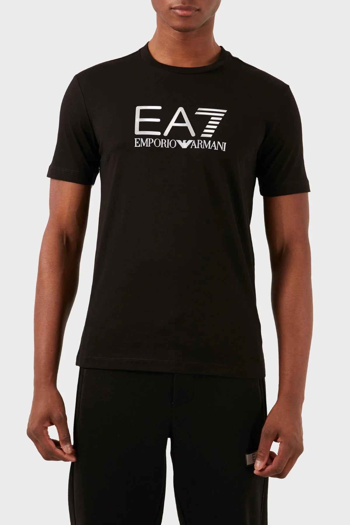 EA7 Pamuklu Slim Fit Bisiklet Yaka Erkek T Shirt 3DPT71 PJM9Z 1200 SİYAH - 1