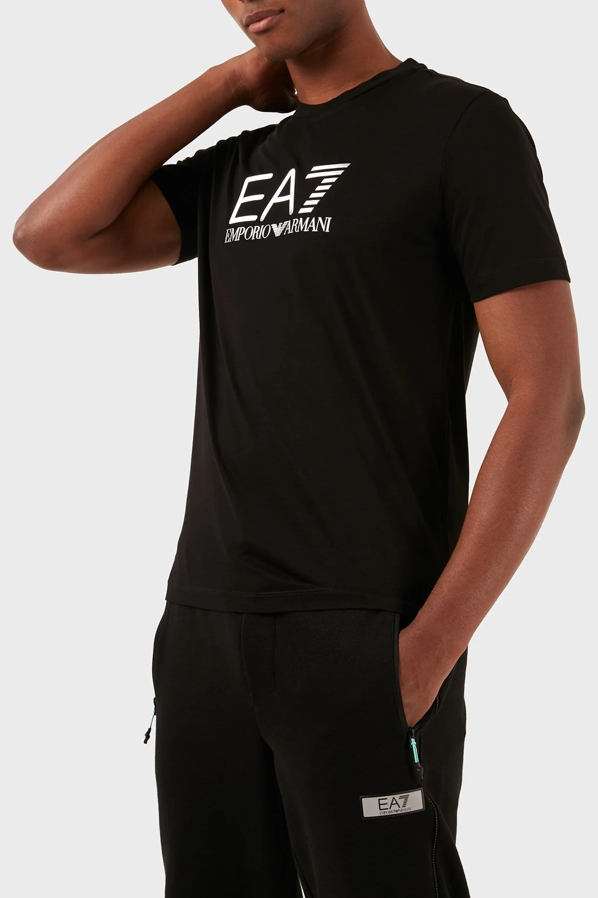 EA7 Pamuklu Slim Fit Bisiklet Yaka Erkek T Shirt 3DPT71 PJM9Z 1200 SİYAH - 4