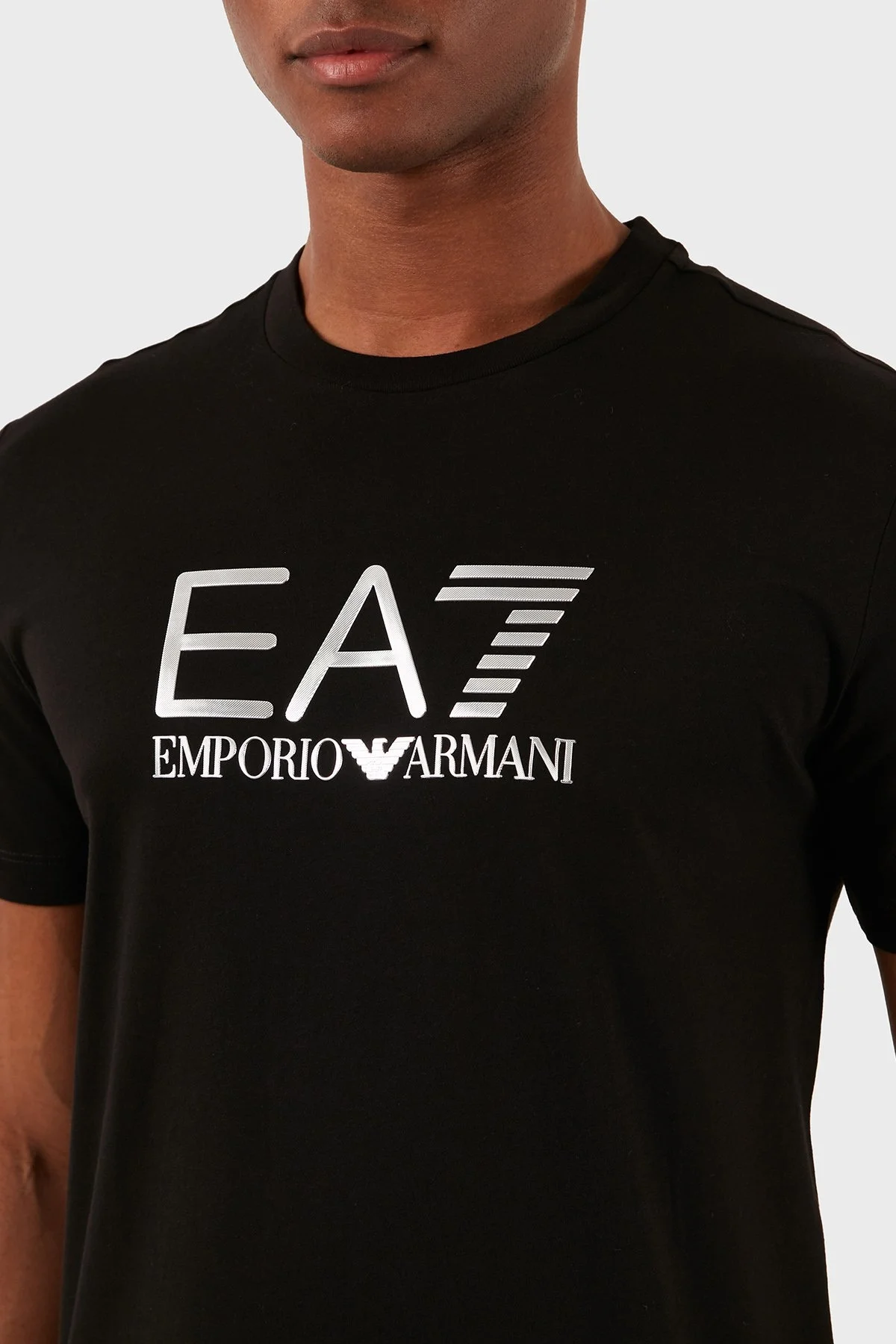 EA7 Pamuklu Slim Fit Bisiklet Yaka Erkek T Shirt 3DPT71 PJM9Z 1200 SİYAH - 5