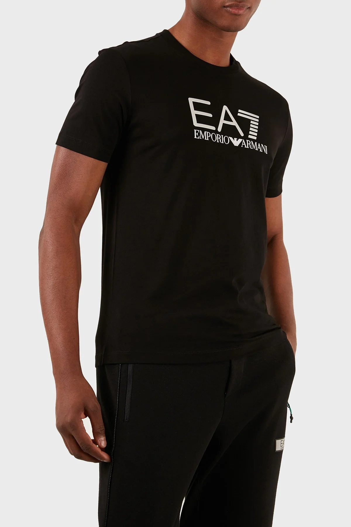 EA7 Pamuklu Slim Fit Bisiklet Yaka Erkek T Shirt 3DPT71 PJM9Z 1200 SİYAH - 6