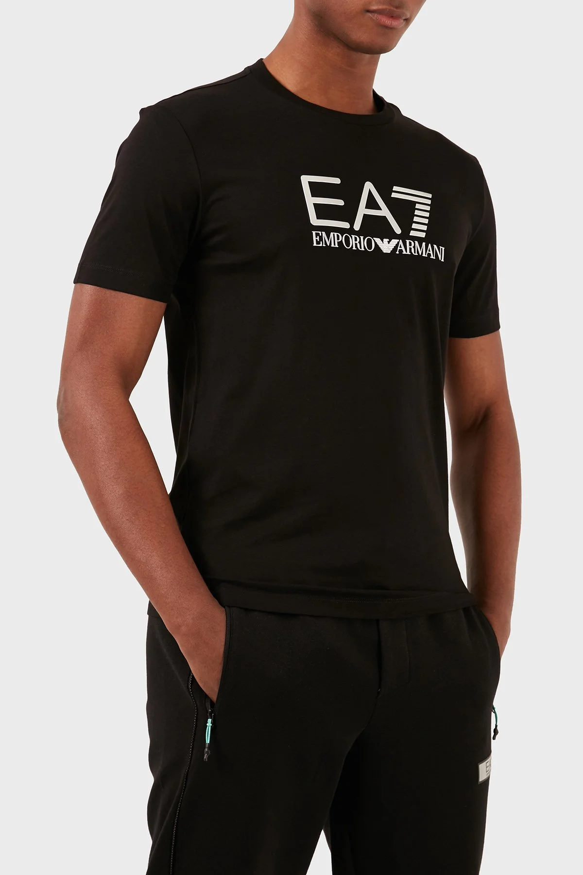 EA7 Pamuklu Slim Fit Bisiklet Yaka Erkek T Shirt 3DPT71 PJM9Z 1200 SİYAH - 2