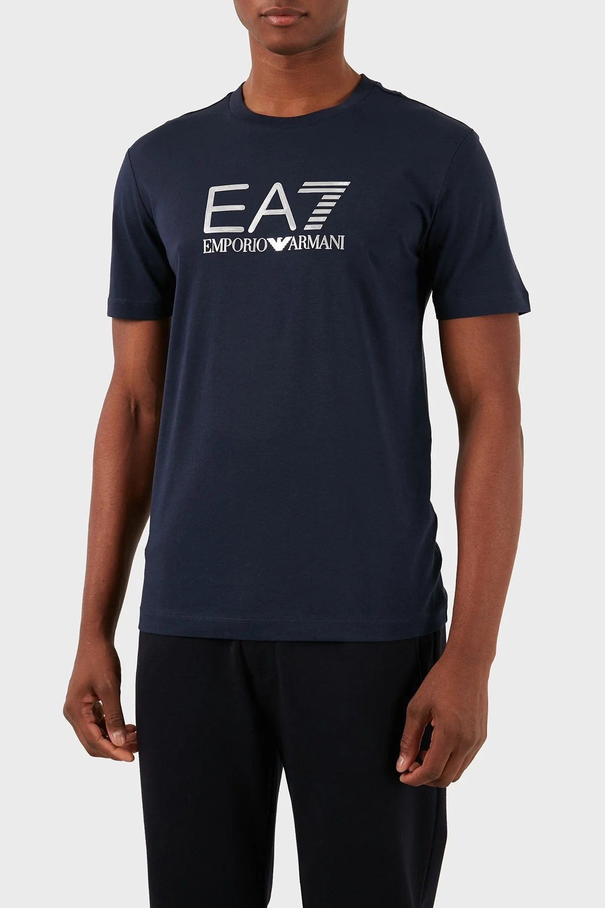EA7 Pamuklu Slim Fit Bisiklet Yaka Erkek T Shirt 3DPT71 PJM9Z 1554 LACİVERT - 1