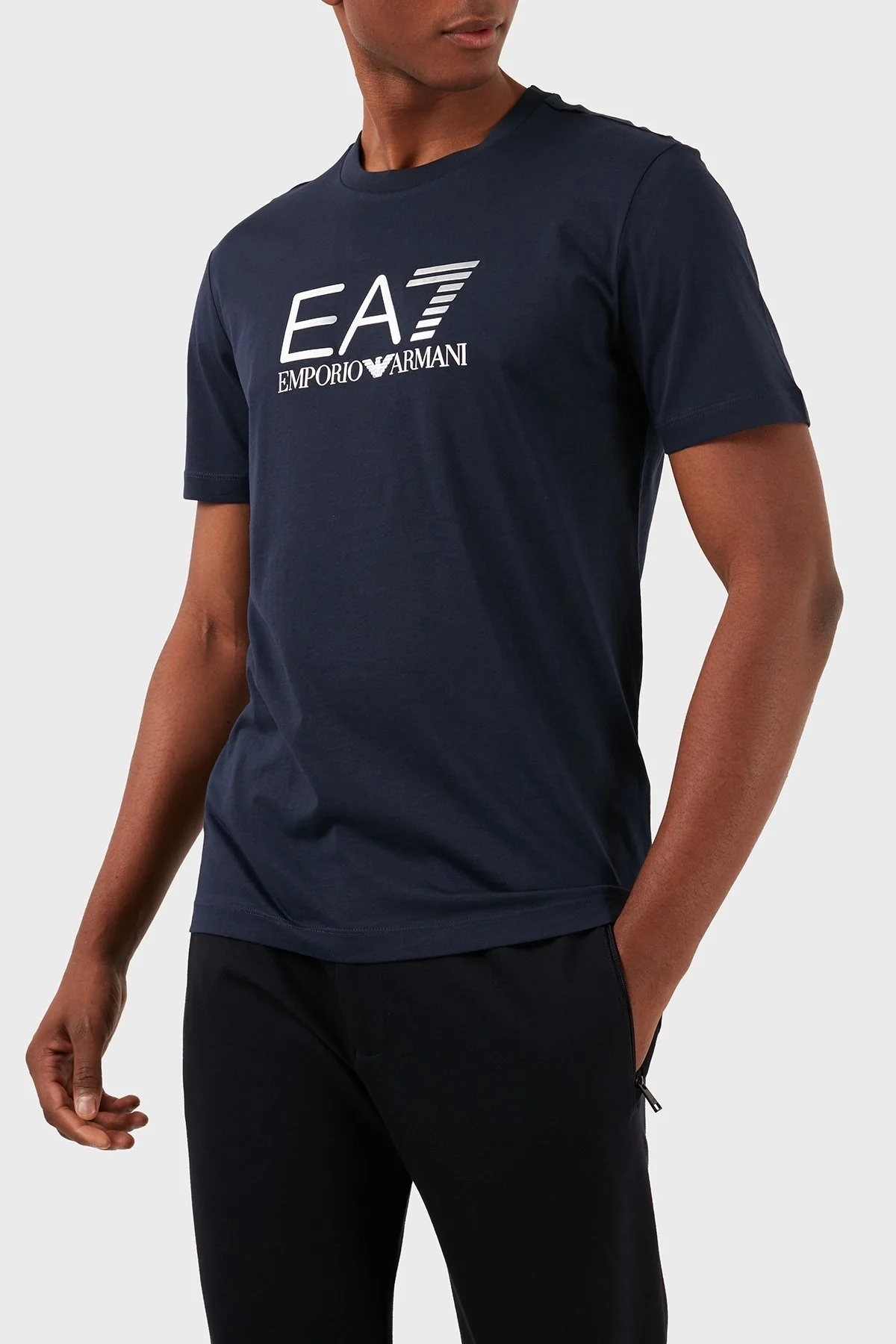 EA7 Pamuklu Slim Fit Bisiklet Yaka Erkek T Shirt 3DPT71 PJM9Z 1554 LACİVERT - 2