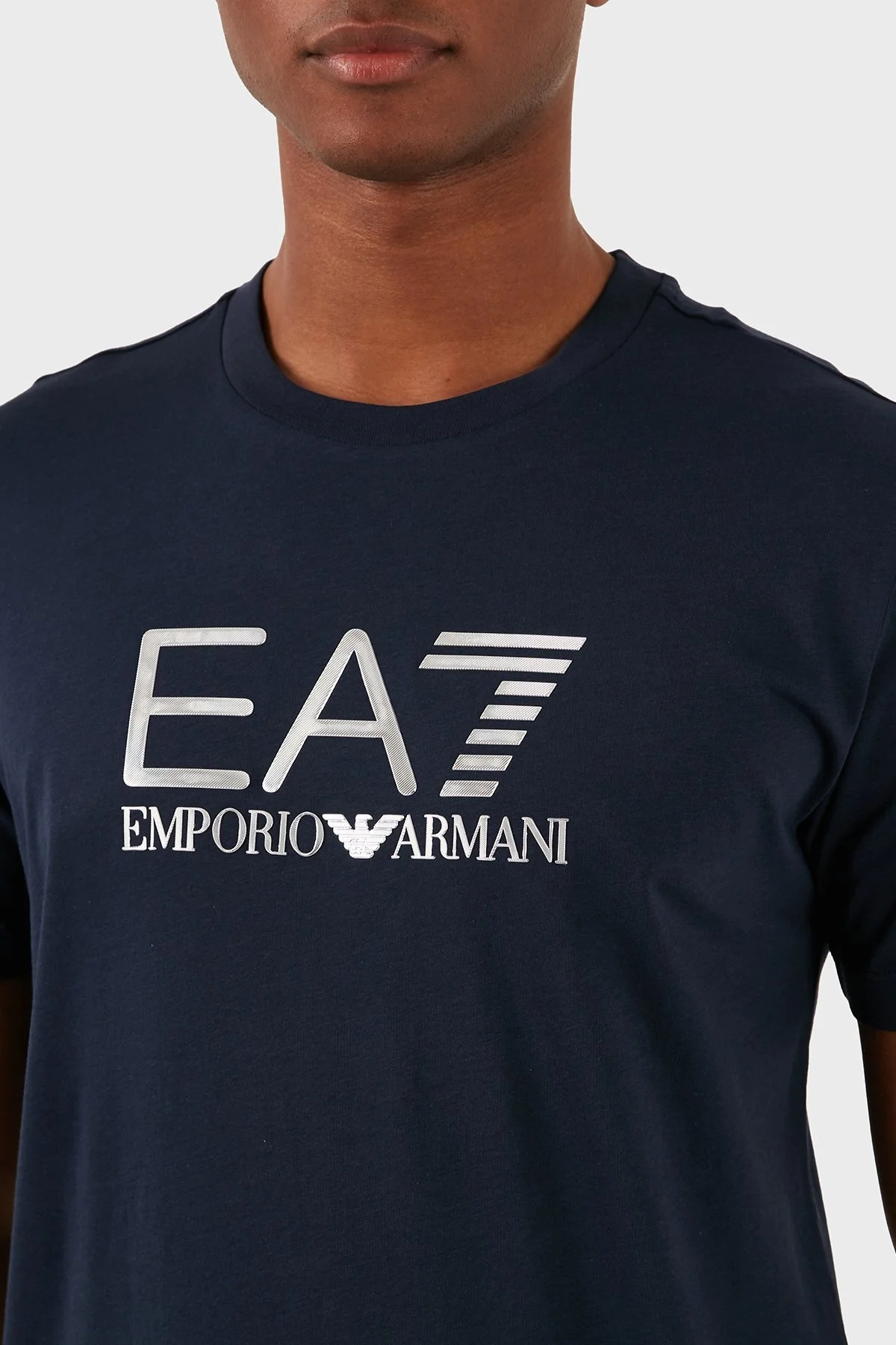 EA7 Pamuklu Slim Fit Bisiklet Yaka Erkek T Shirt 3DPT71 PJM9Z 1554 LACİVERT - 4