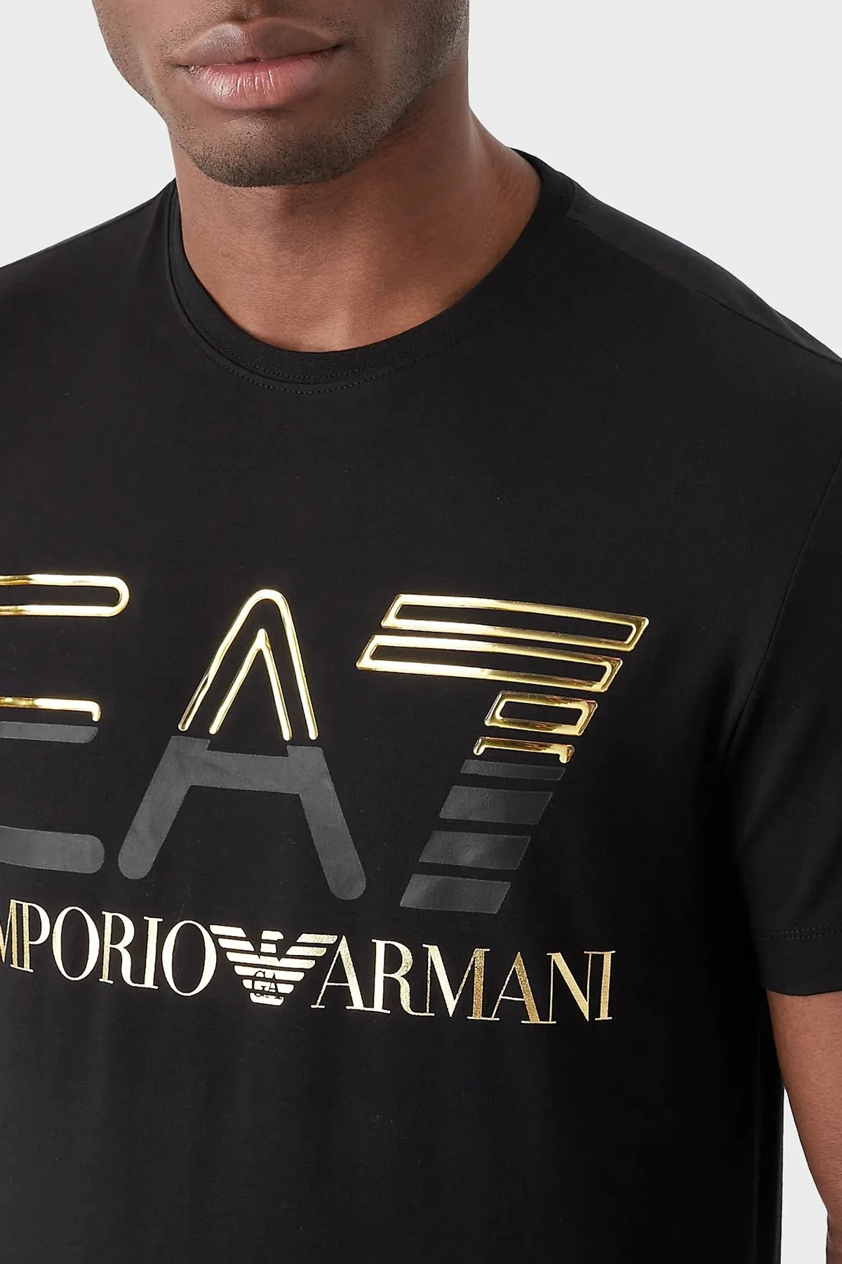 EA7 Pamuklu Slim Fit Bisiklet Yaka Erkek T Shirt 3RPT07 PJLBZ 0208 SİYAH - 2